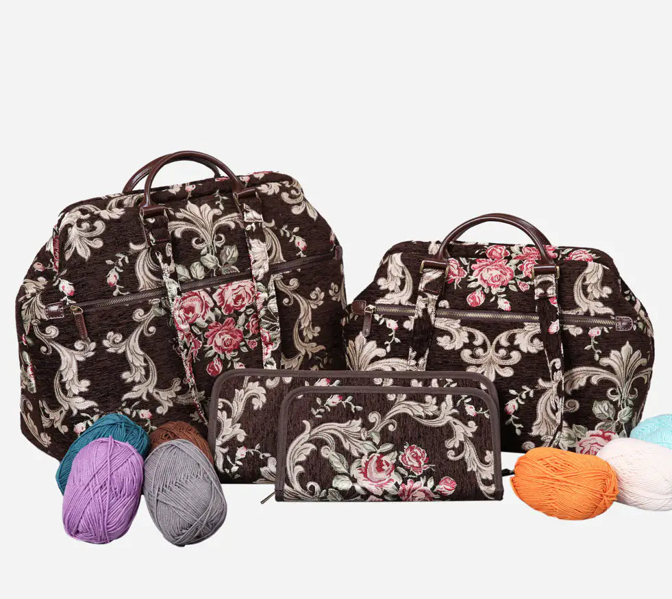 Baroque Garden Brown Knitting Project Bag  of America-set