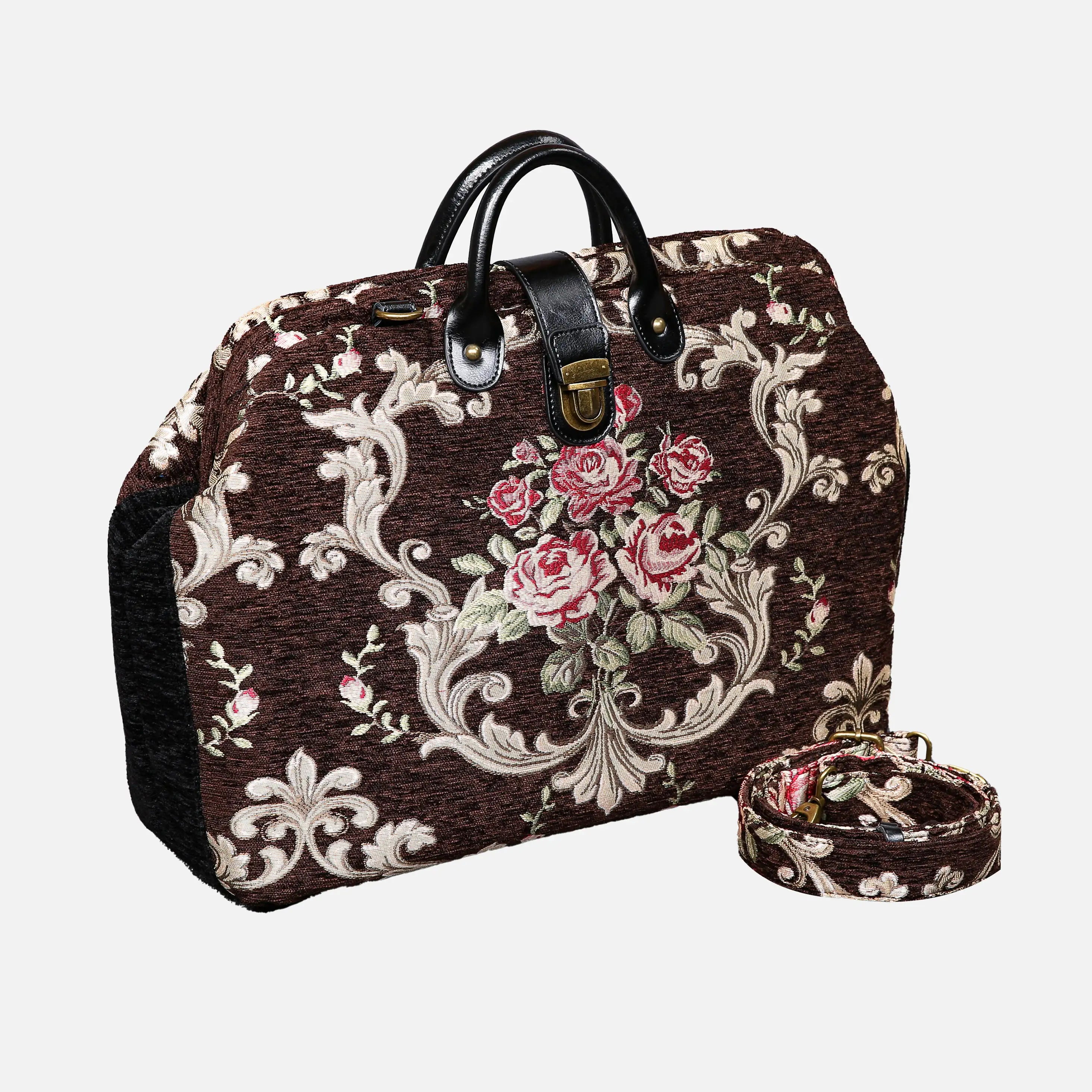 Baroque Garden Brown Laptop Work Bag carpet bag of America with shoulder strap