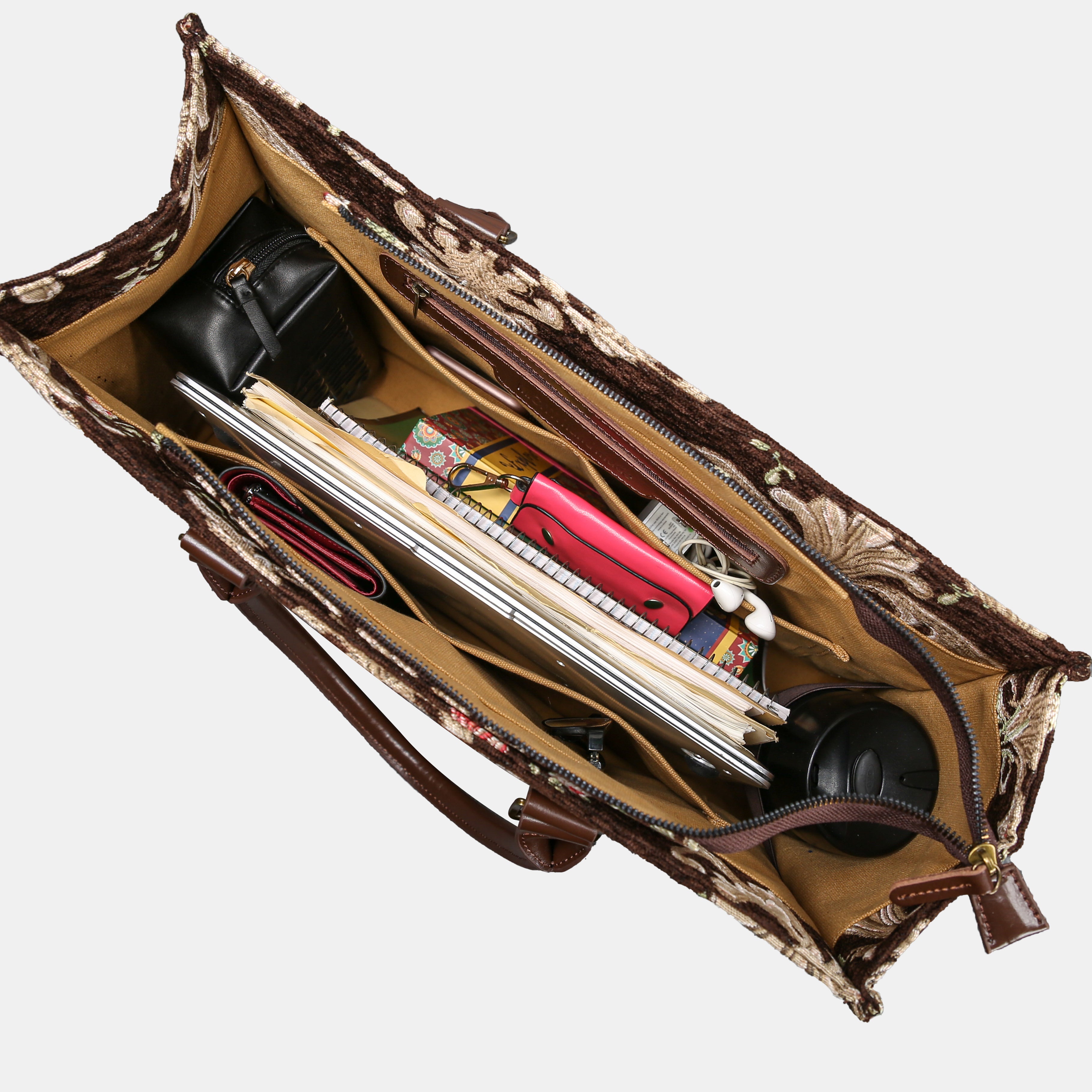 Baroque Garden Brown Laptop Work Tote  of America in use