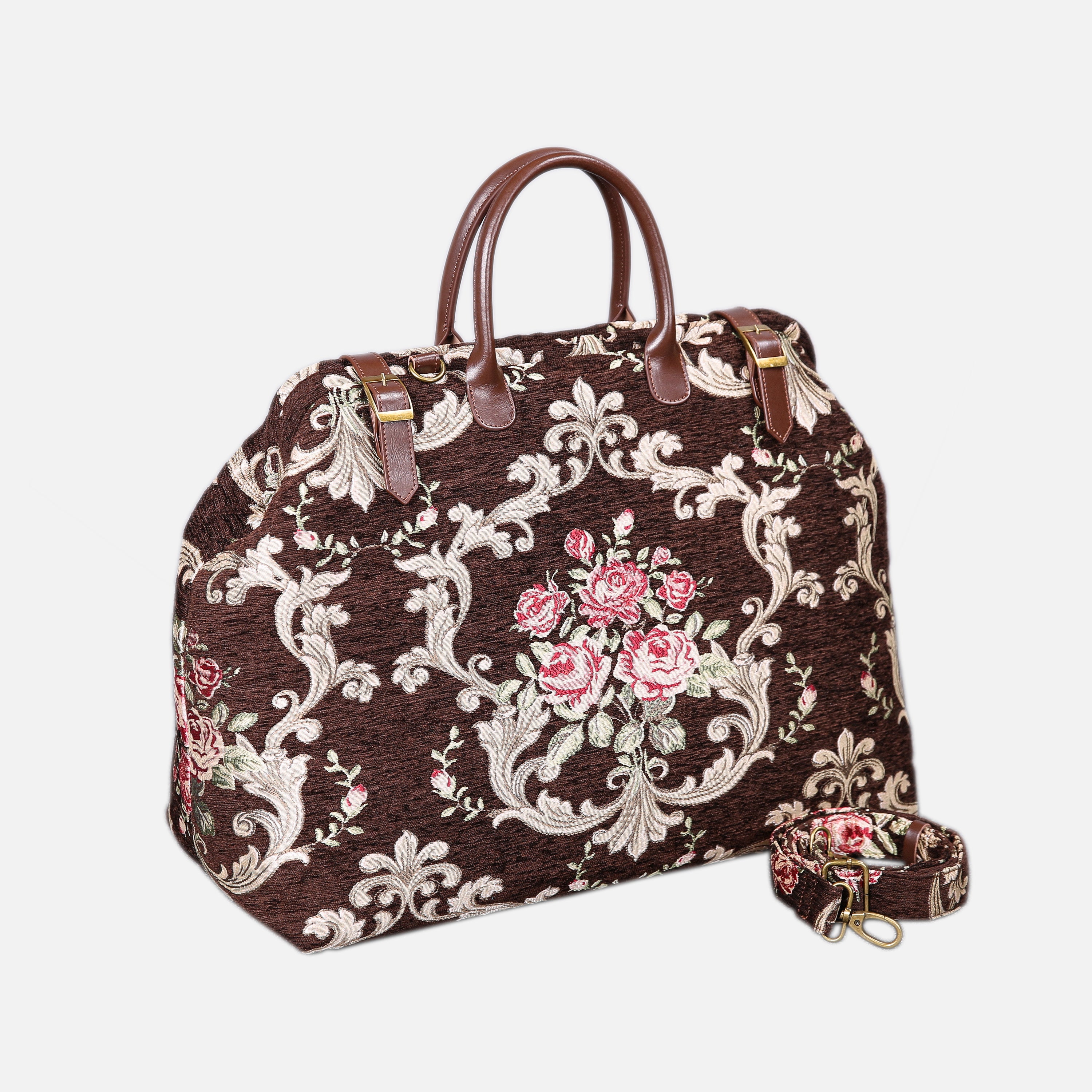 Baroque Garden Brown Large Carpetbag  of America Front side