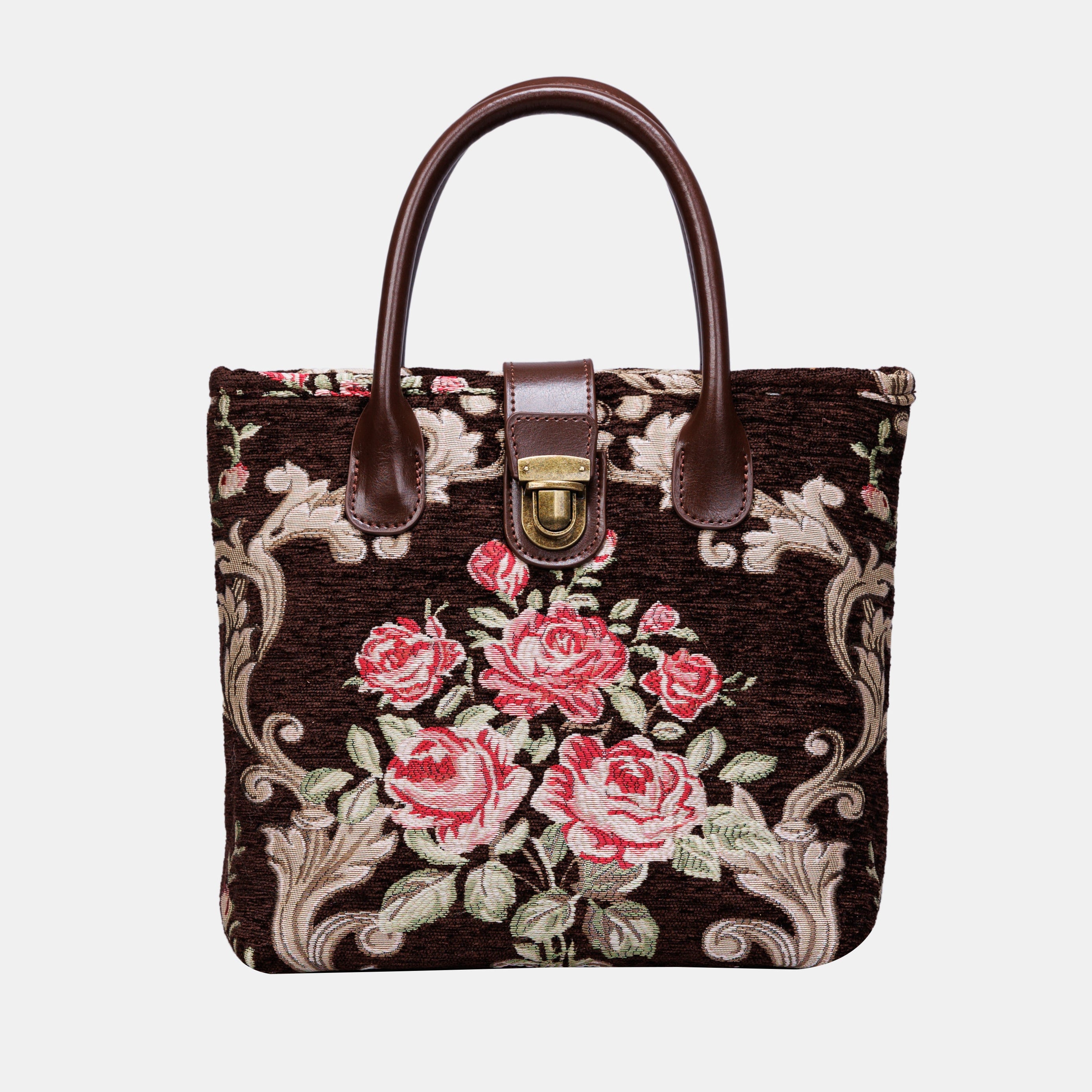 Baroque Garden Brown Tuck Lock Carpet Satchel carpet bag MCW Handmade of America main