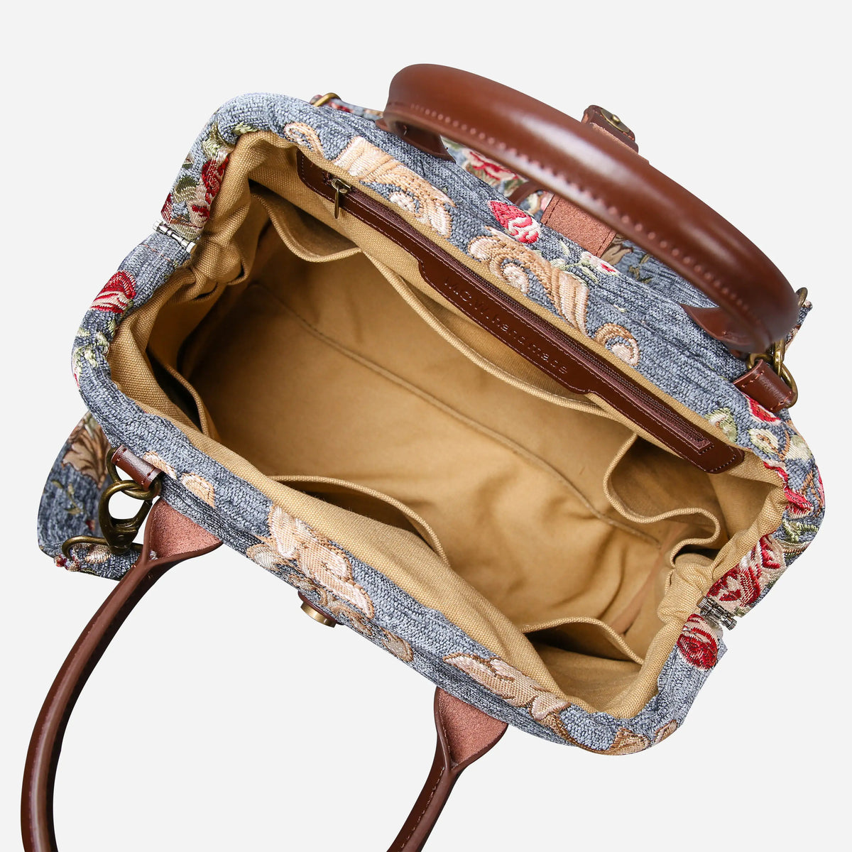 Baroque Garden Grey Carpet Handbag Purse carpet bag MCW Handmade of America open