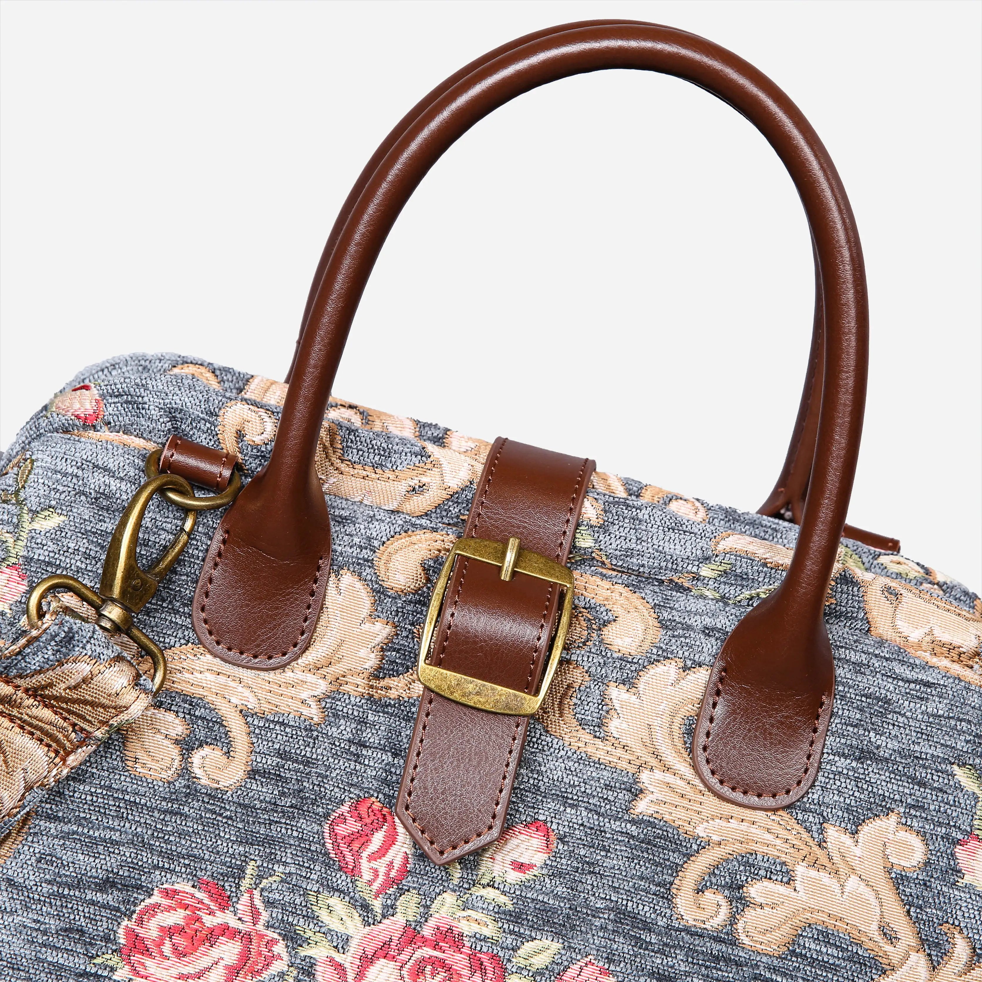 Baroque Garden Grey Carpet Handbag Purse carpet bag MCW Handmade of America buckle