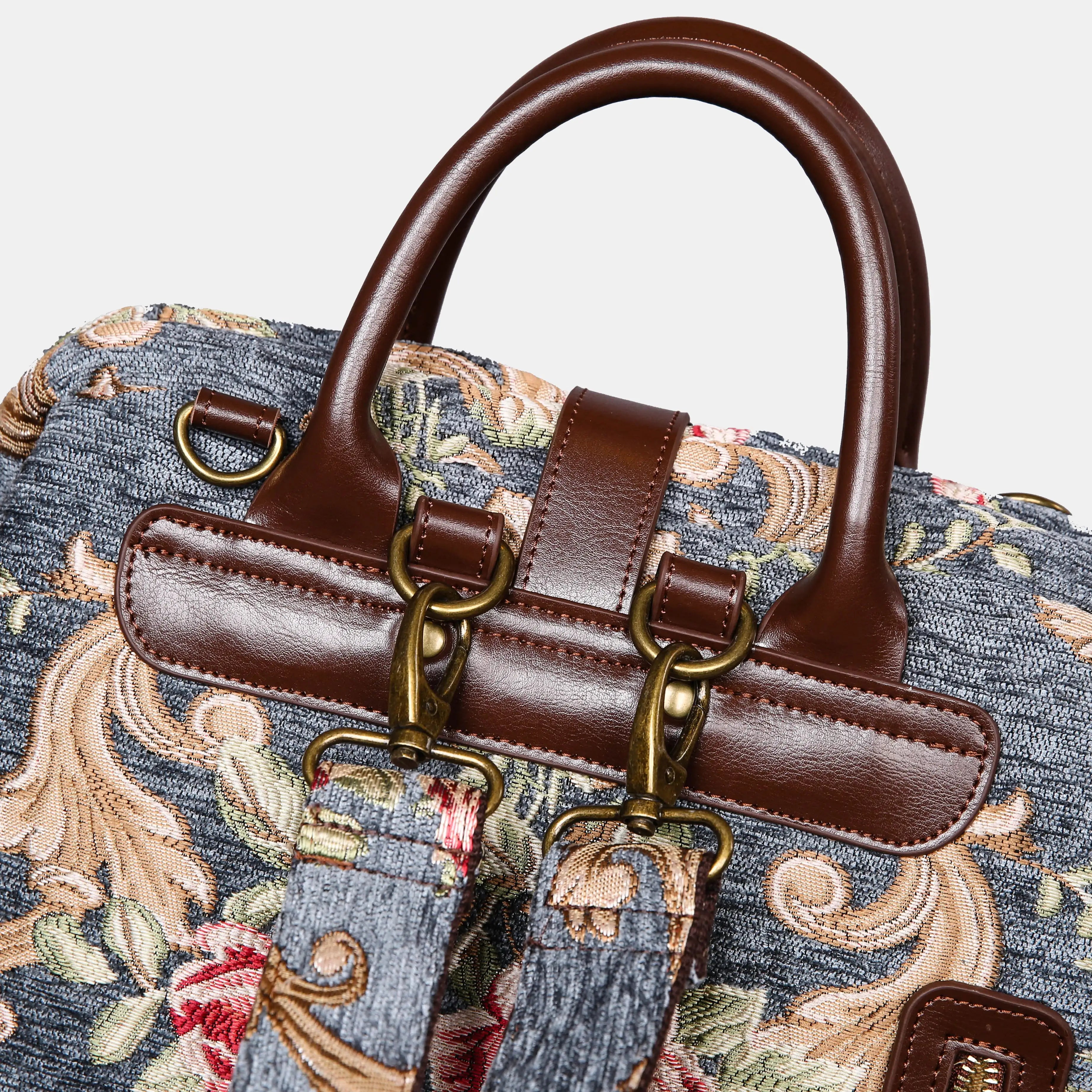 Baroque Garden Grey Carpet Laptop Backpack Carpetbag of America details