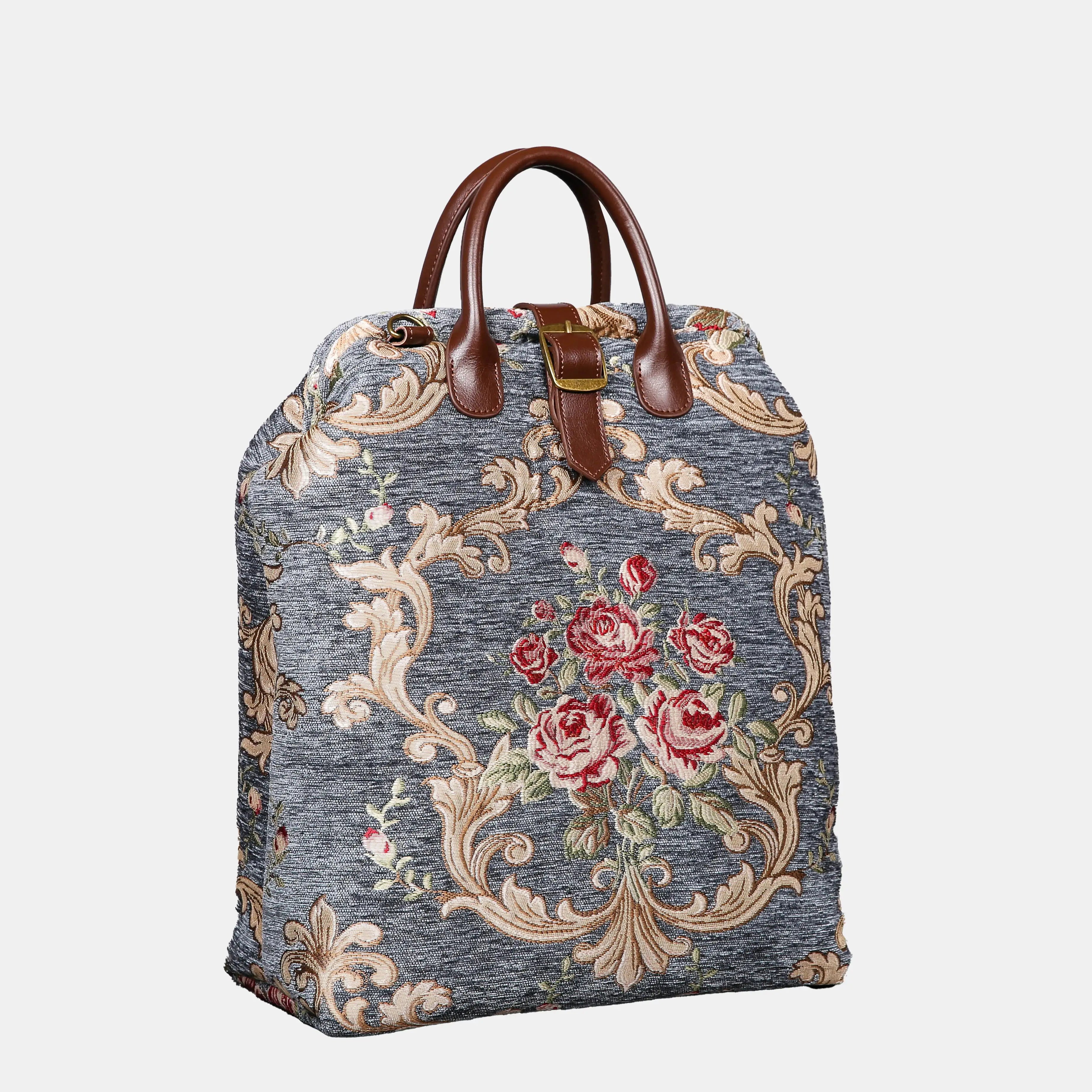 Baroque Garden Grey Carpet Laptop Backpack Carpetbag of America front side