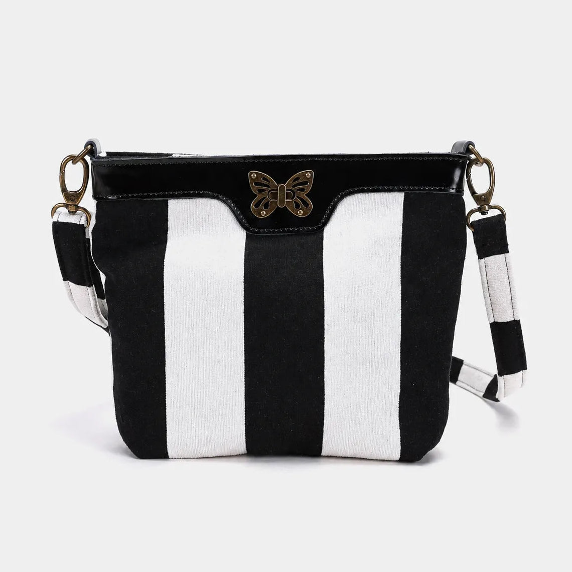 Black & White Beetlejuice Crossbody Carpet Bag of America main