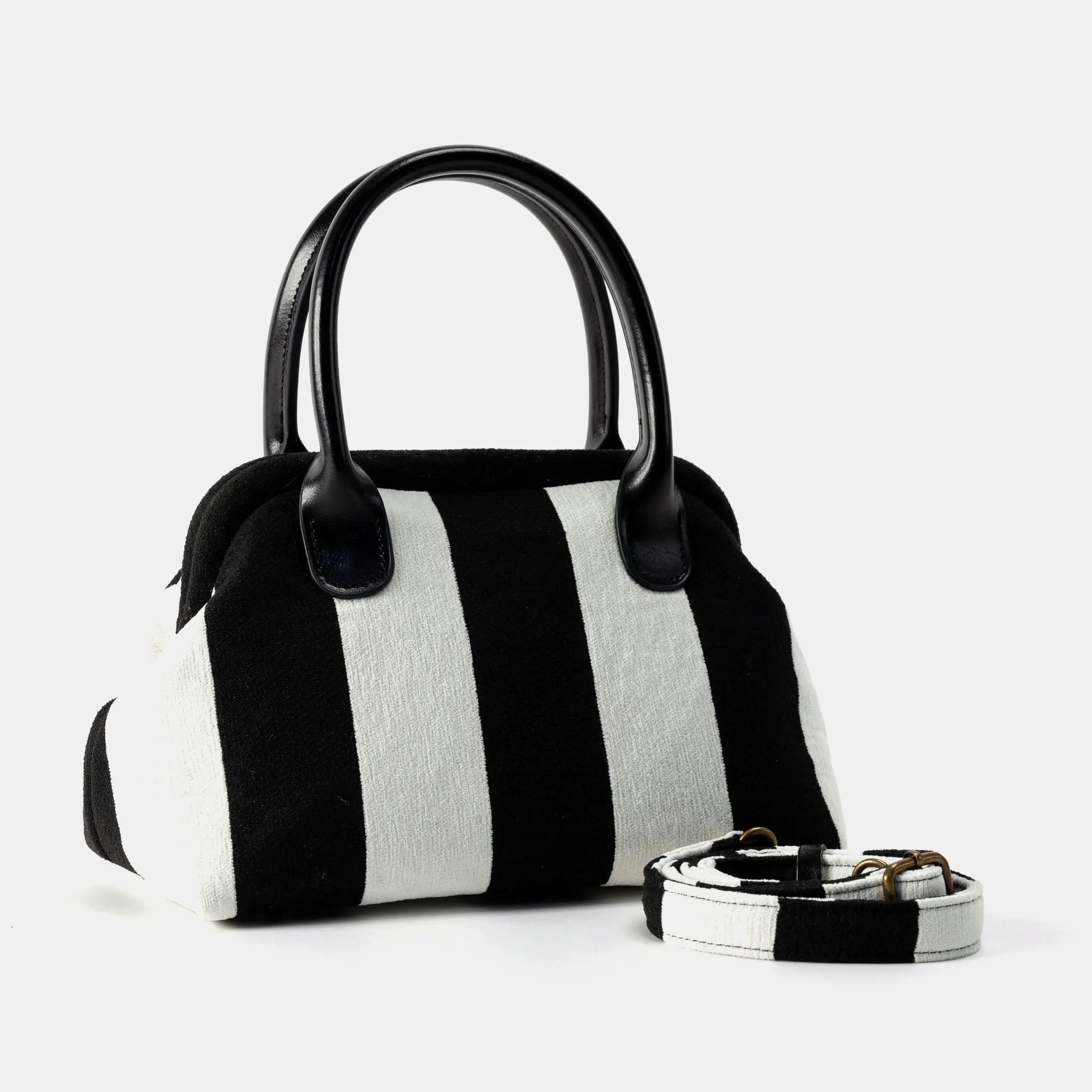 Black & White Beetlejuice Carpet Satchel with handle