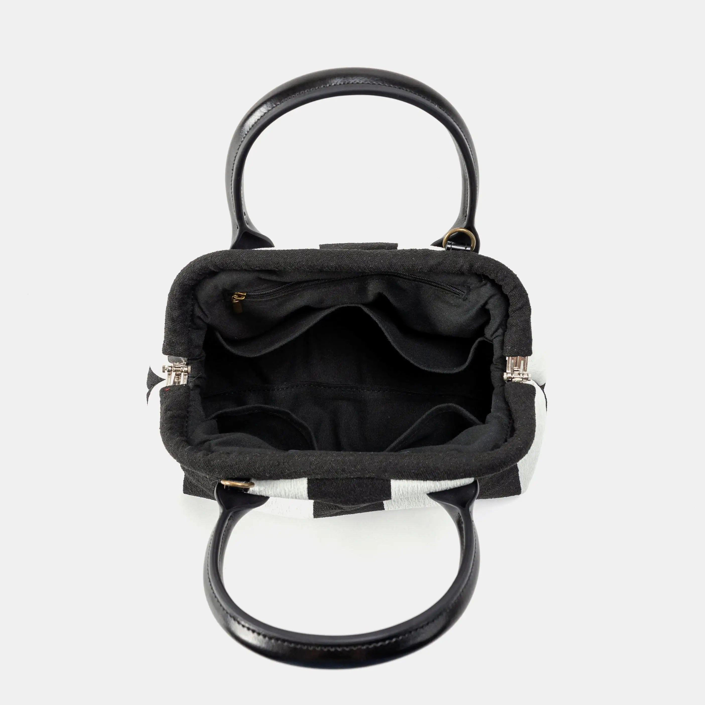 Black & White Beetlejuice Carpet Satchel inside