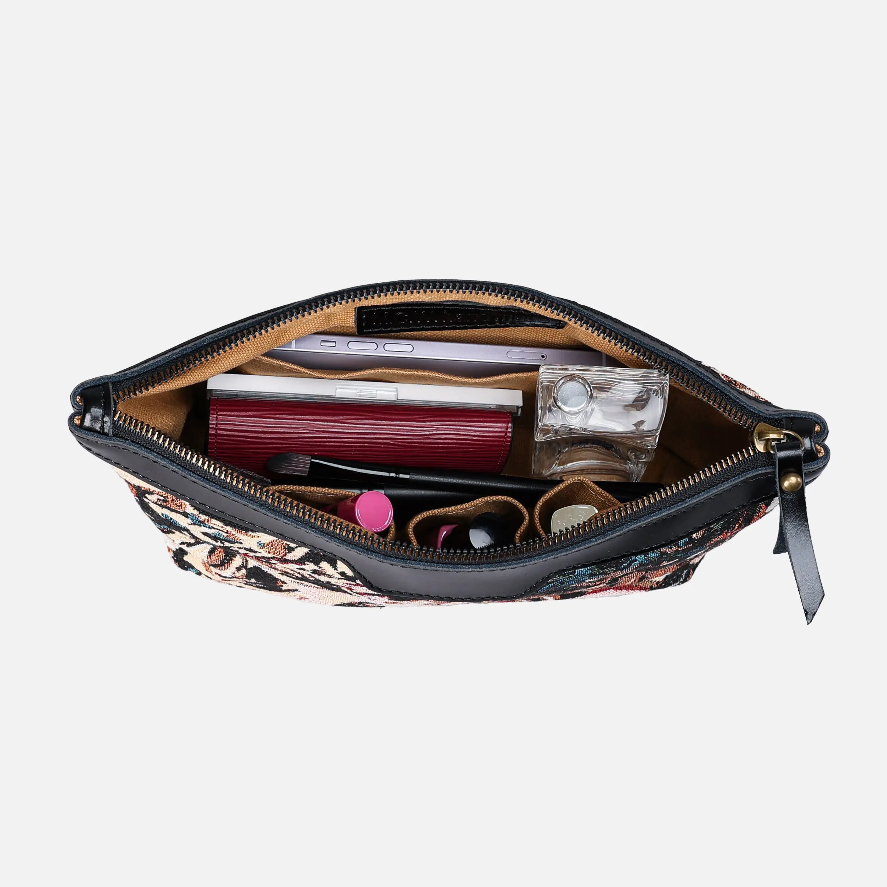 Blooming Daisy Black Carpet Makeup Bag Carpetbag of America in use