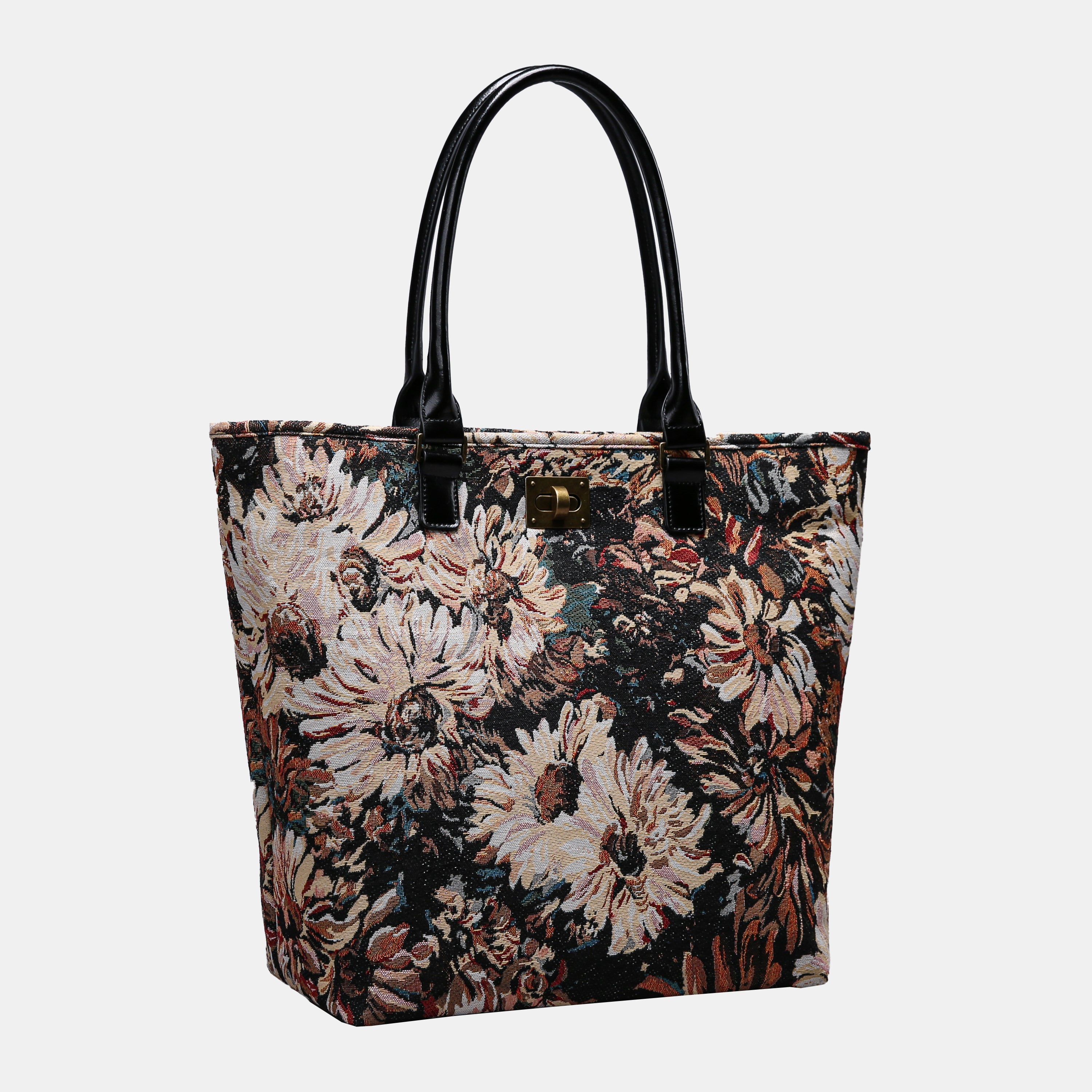 Daisy Black Carpet Tote Shopper carpet bag of America front