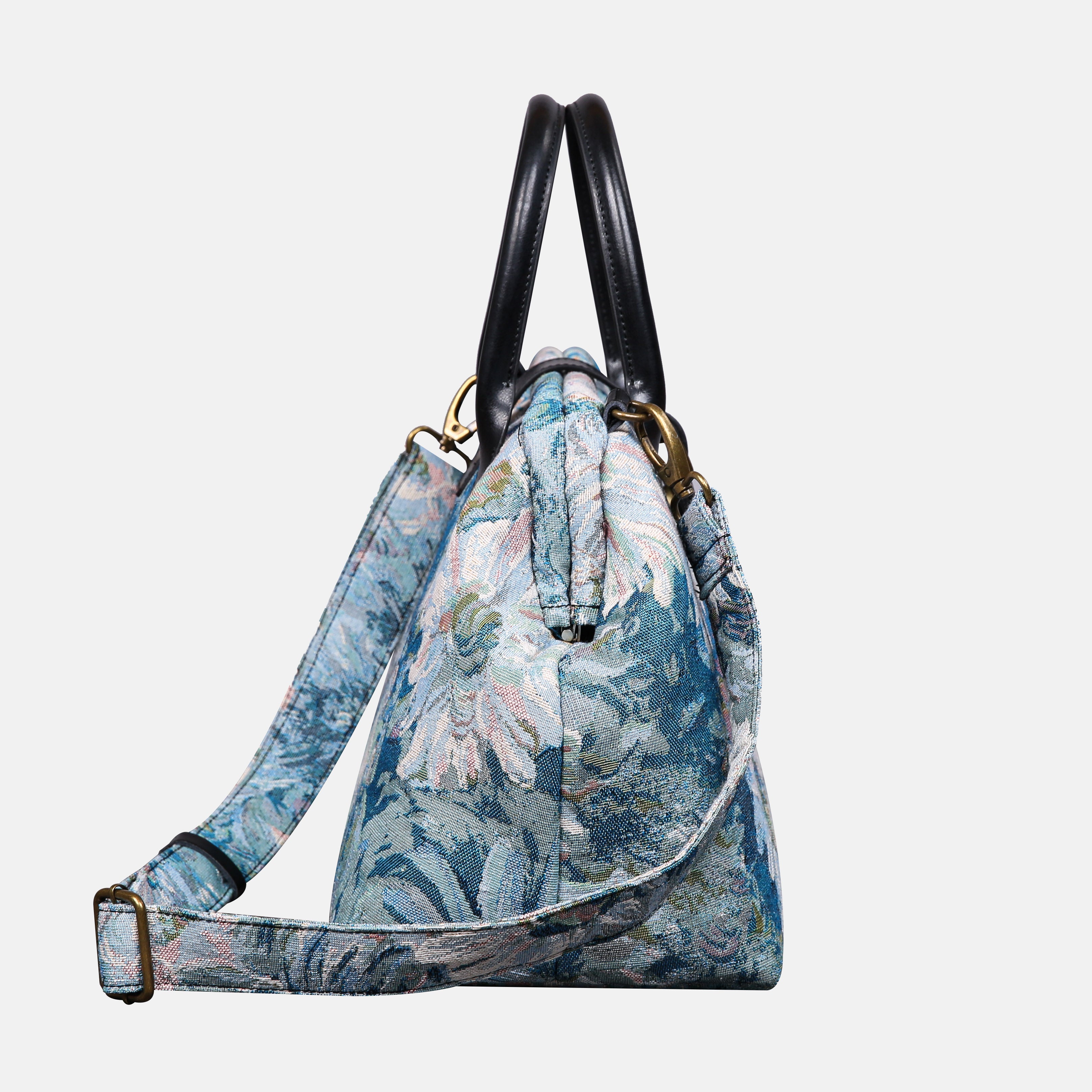 Blooming Daisy Blue Carpet Handbag Purse carpet bag MCW Handmade side