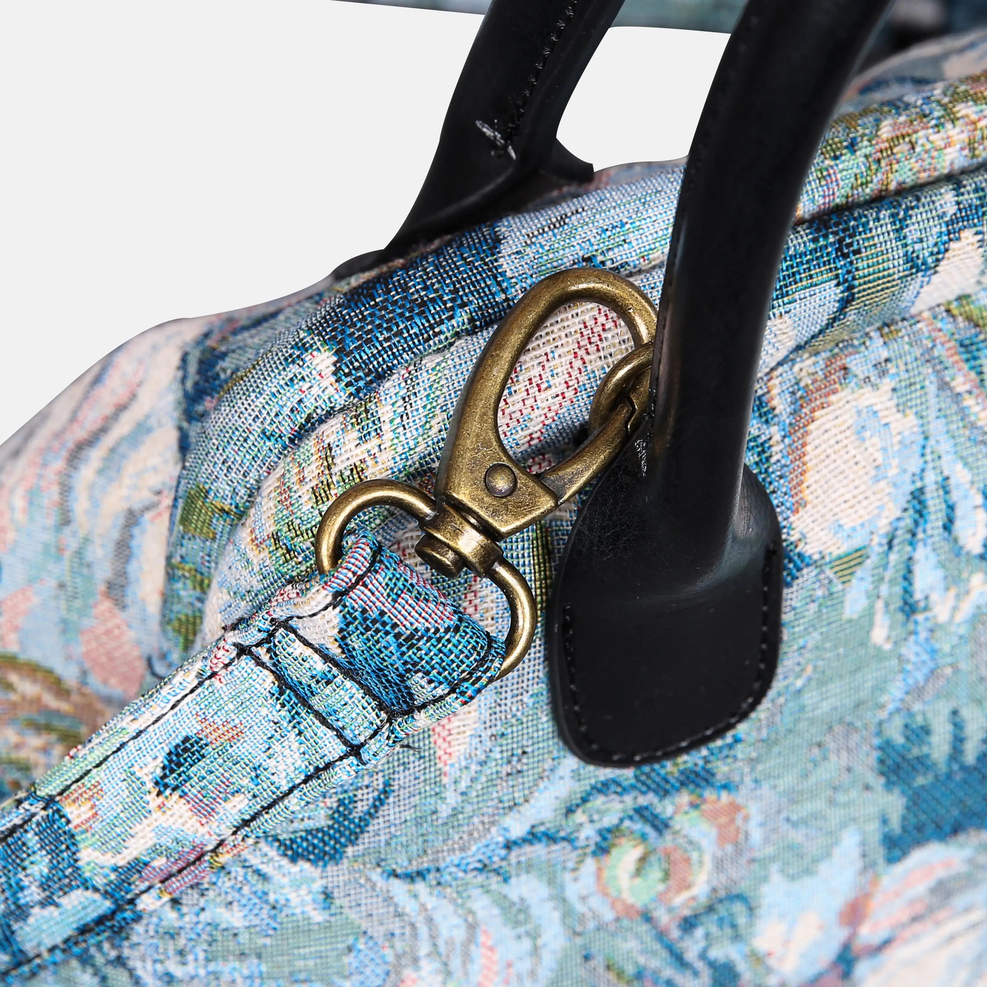 Blooming Daisy Blue Carpet Satchel carpet bag MCW Handmade detail