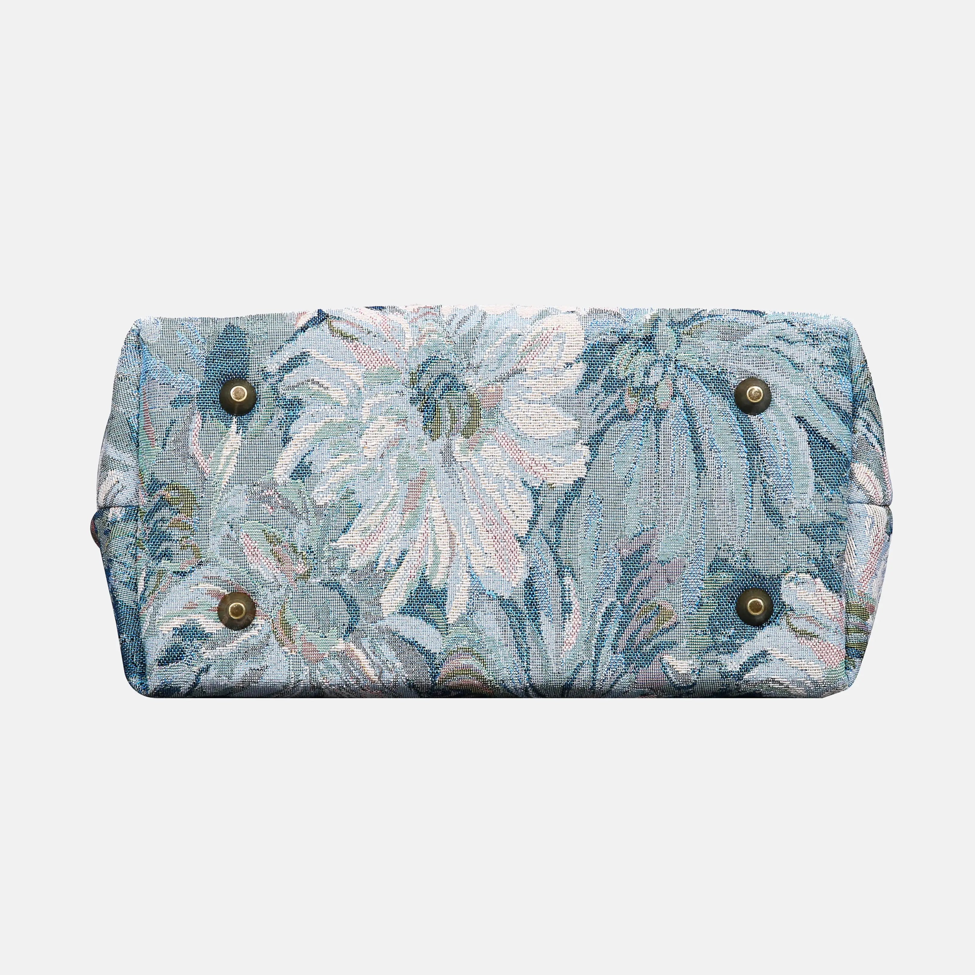 Blooming Daisy Blue Carpet Satchel carpet bag MCW Handmade bottom