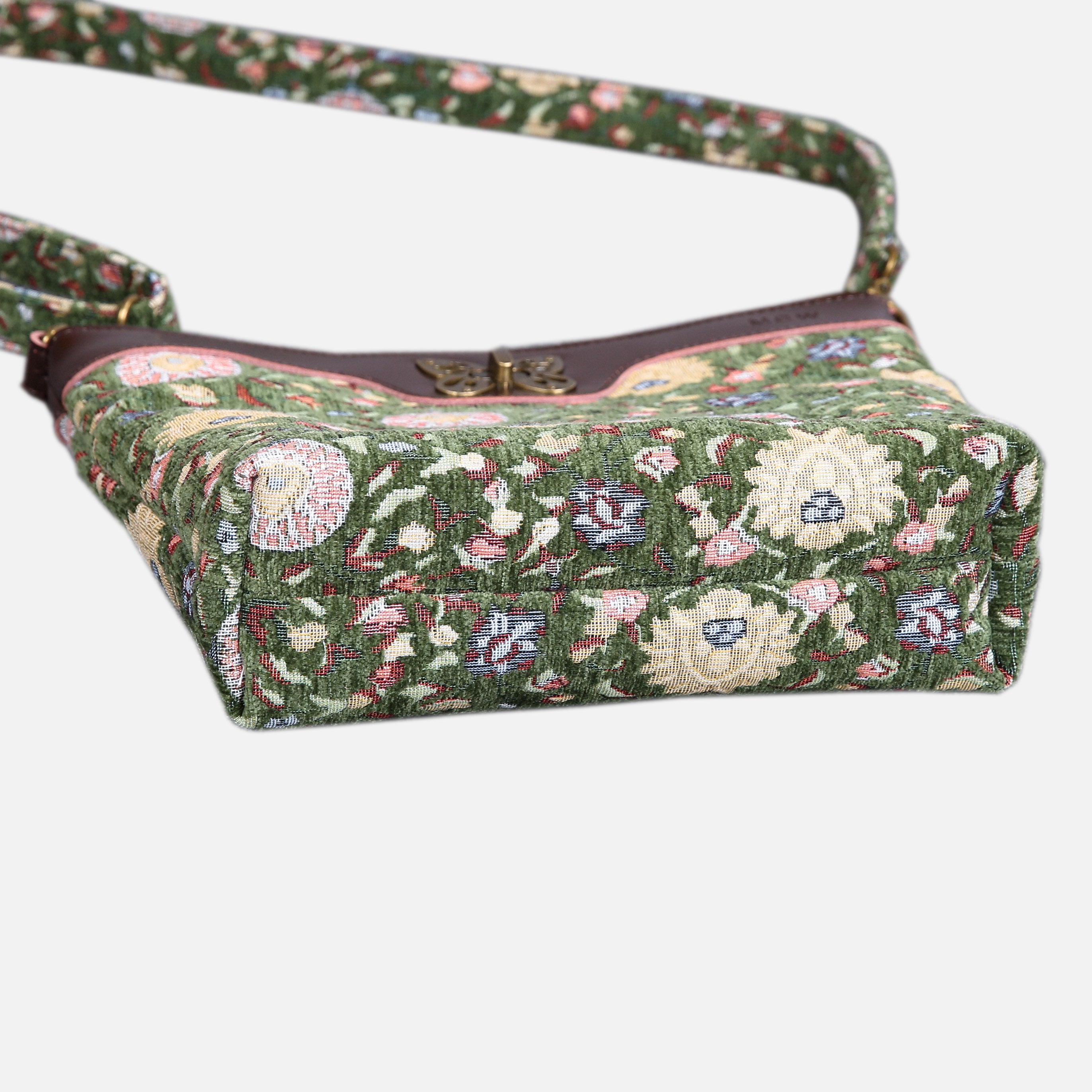 Oriental Arugula Green Carpet Crossbody Bag carpet bag MCW Handmade of America bottom