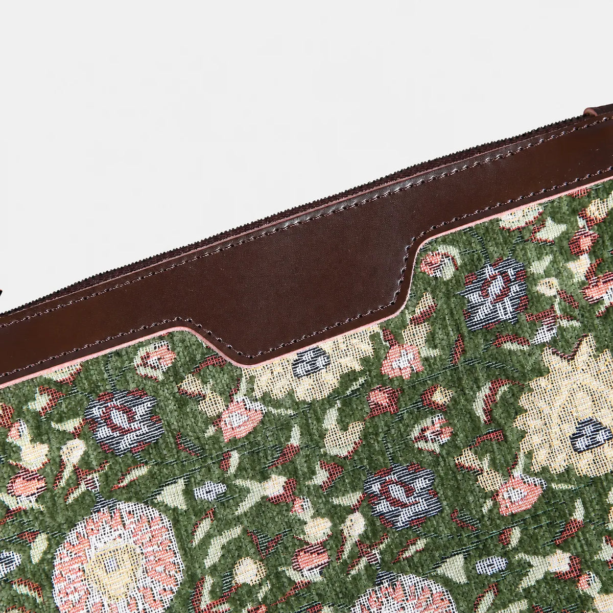 Oriental Arugula Green Wristlet Clutch carpet bag MCW Handmade leather part