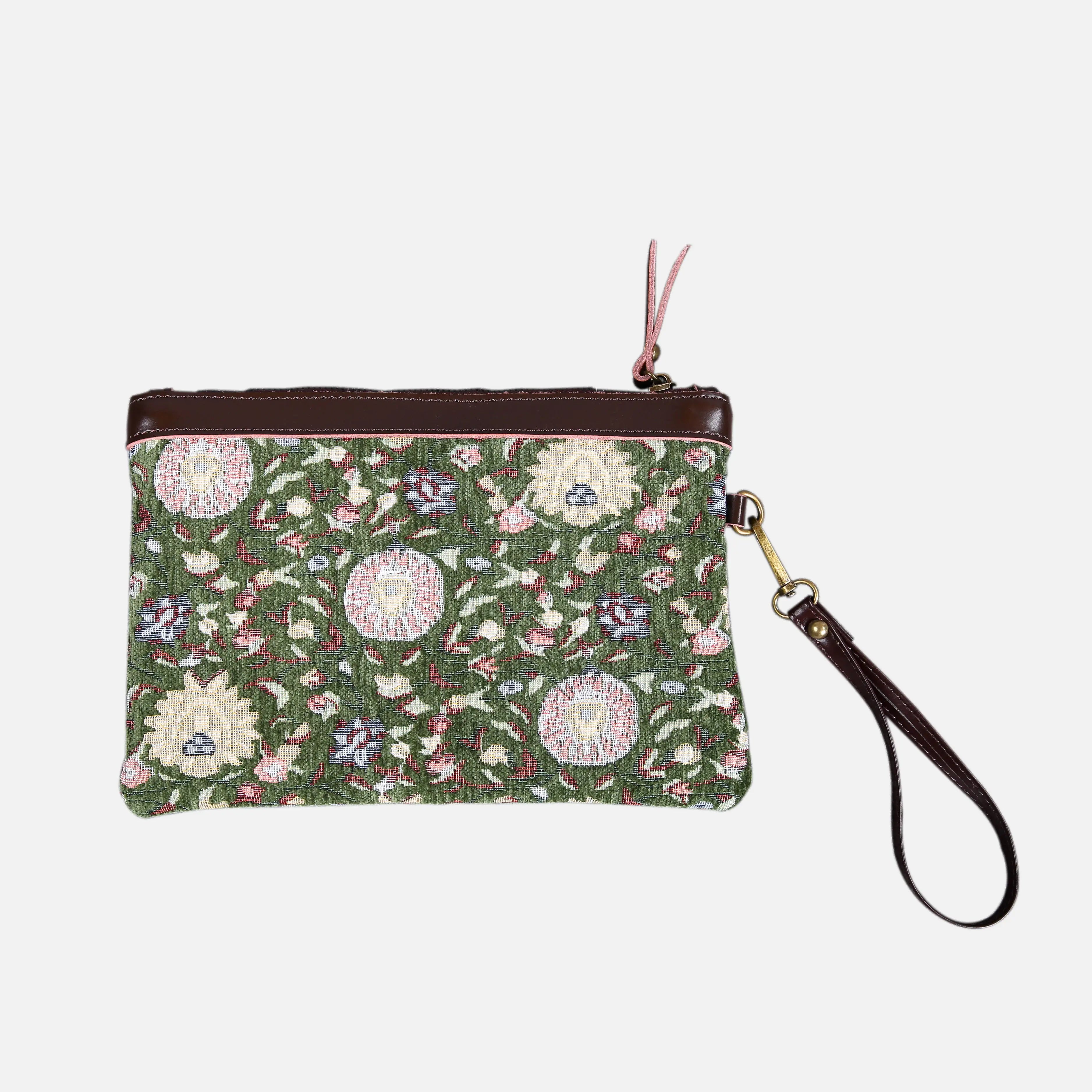 Oriental Arugula Green Wristlet Clutch carpet bag MCW Handmade-1