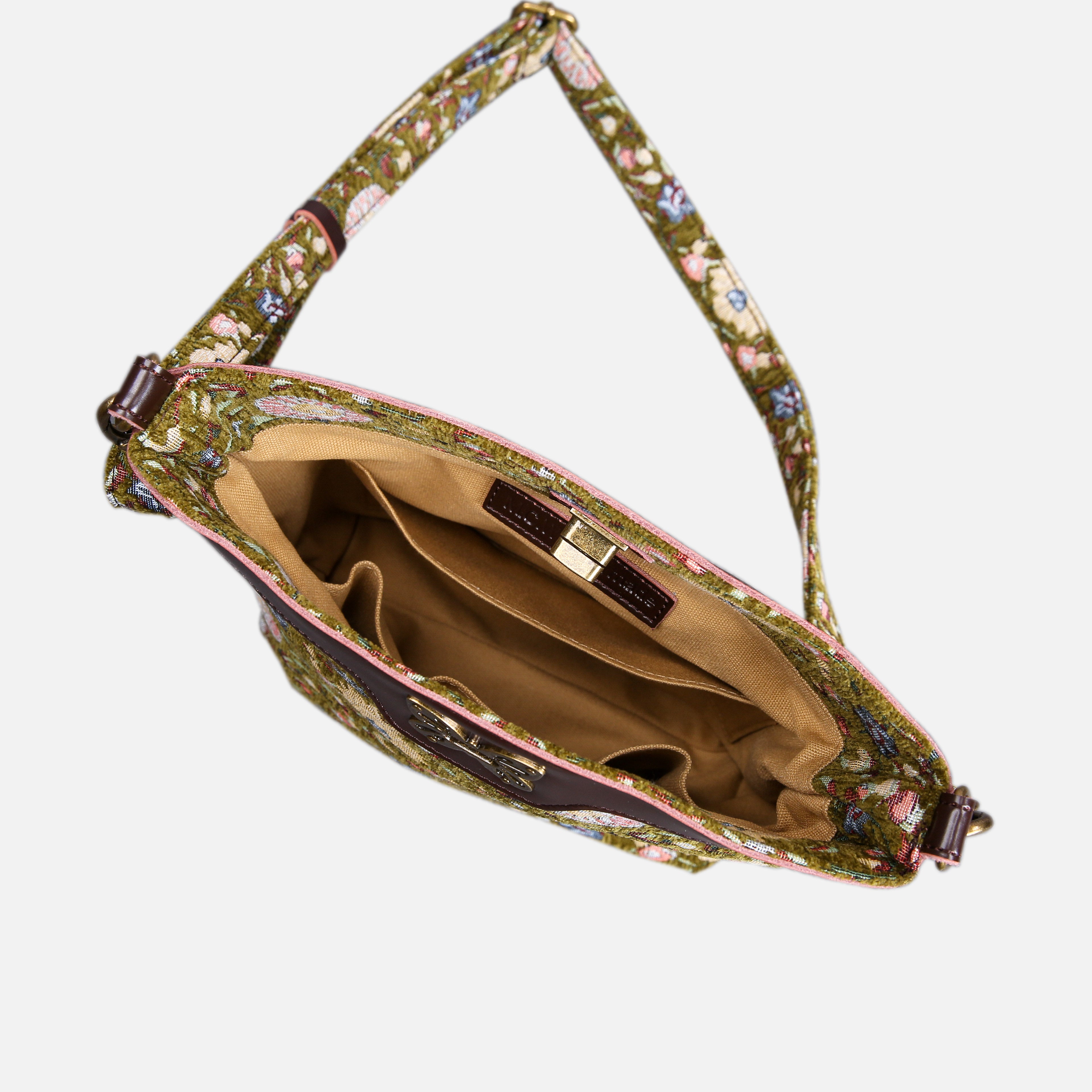 Oriental Avocado Carpet Crossbody Bag carpet bag MCW Handmade of America inside