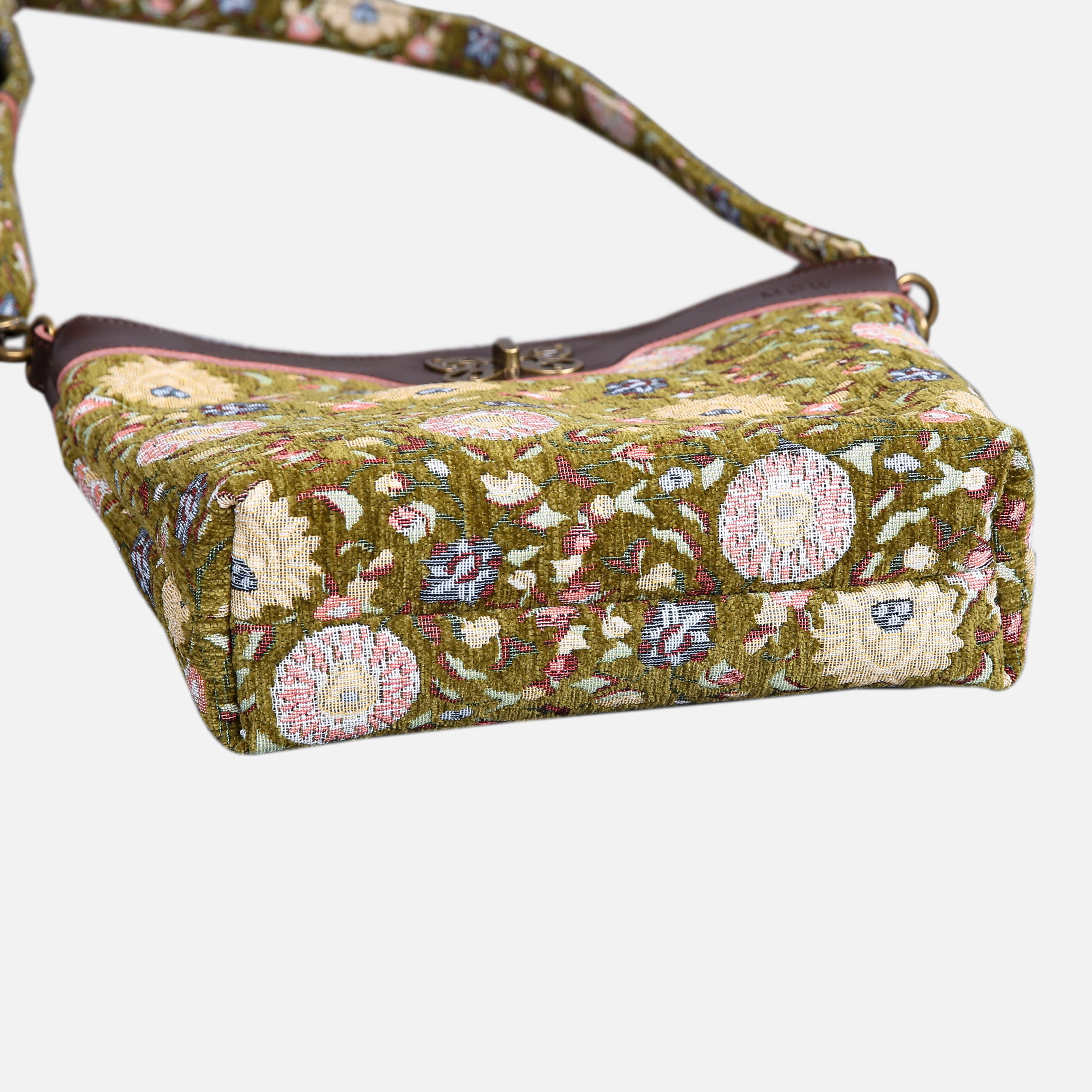 Oriental Avocado Carpet Crossbody Bag carpet bag MCW Handmade of America bottom