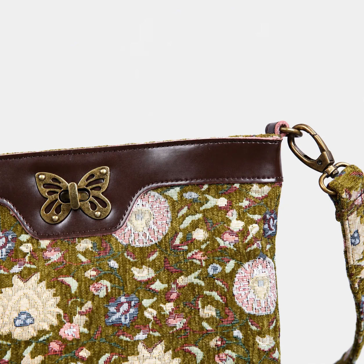 Bouquet Rose Avocado Carpet Crossbody Bag carpet bag MCW Handmade of America details