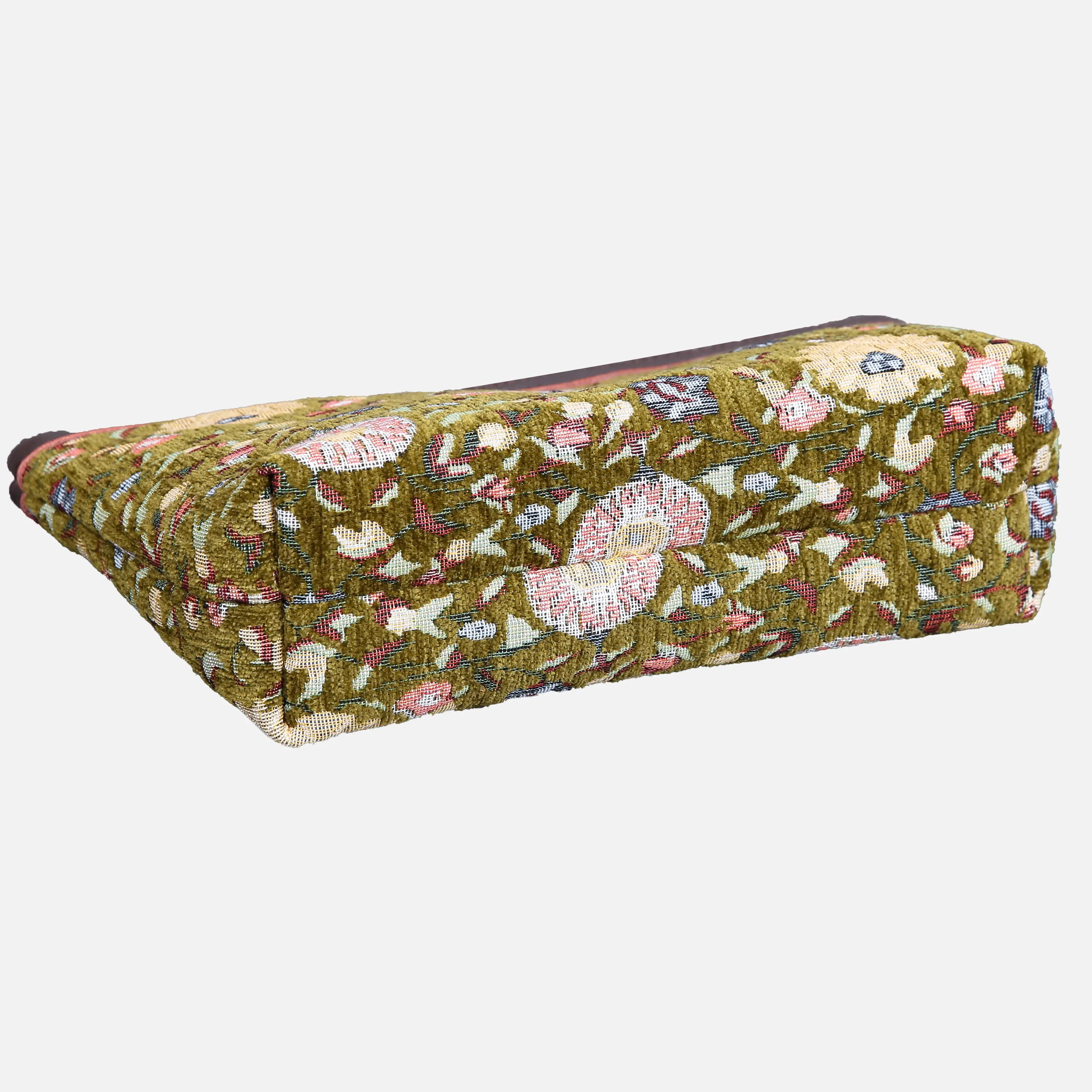 Bouquet Avocado Carpet Makeup Bag Carpetbag of America bottom