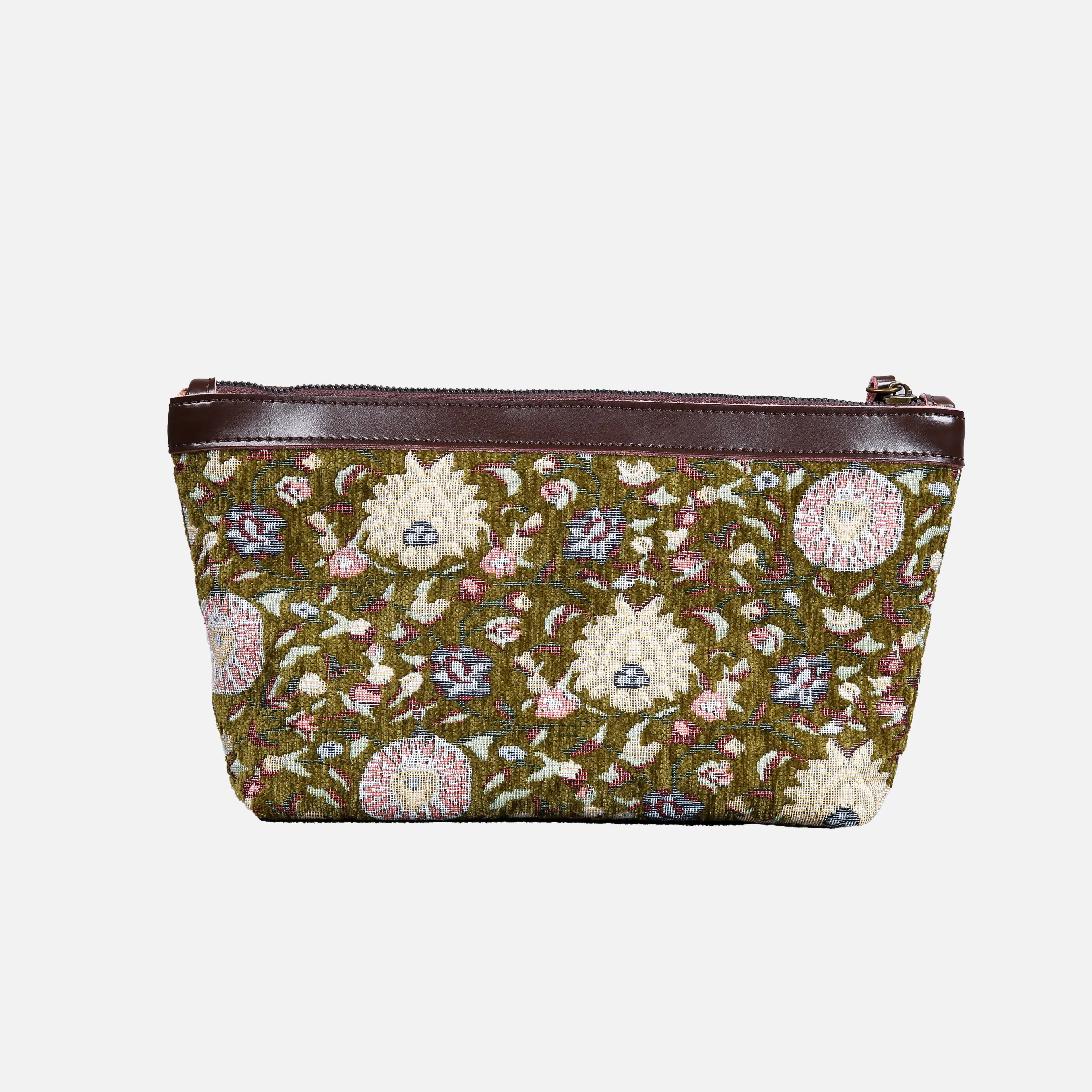 Bouquet Avocado Carpet Makeup Bag Carpetbag of America back