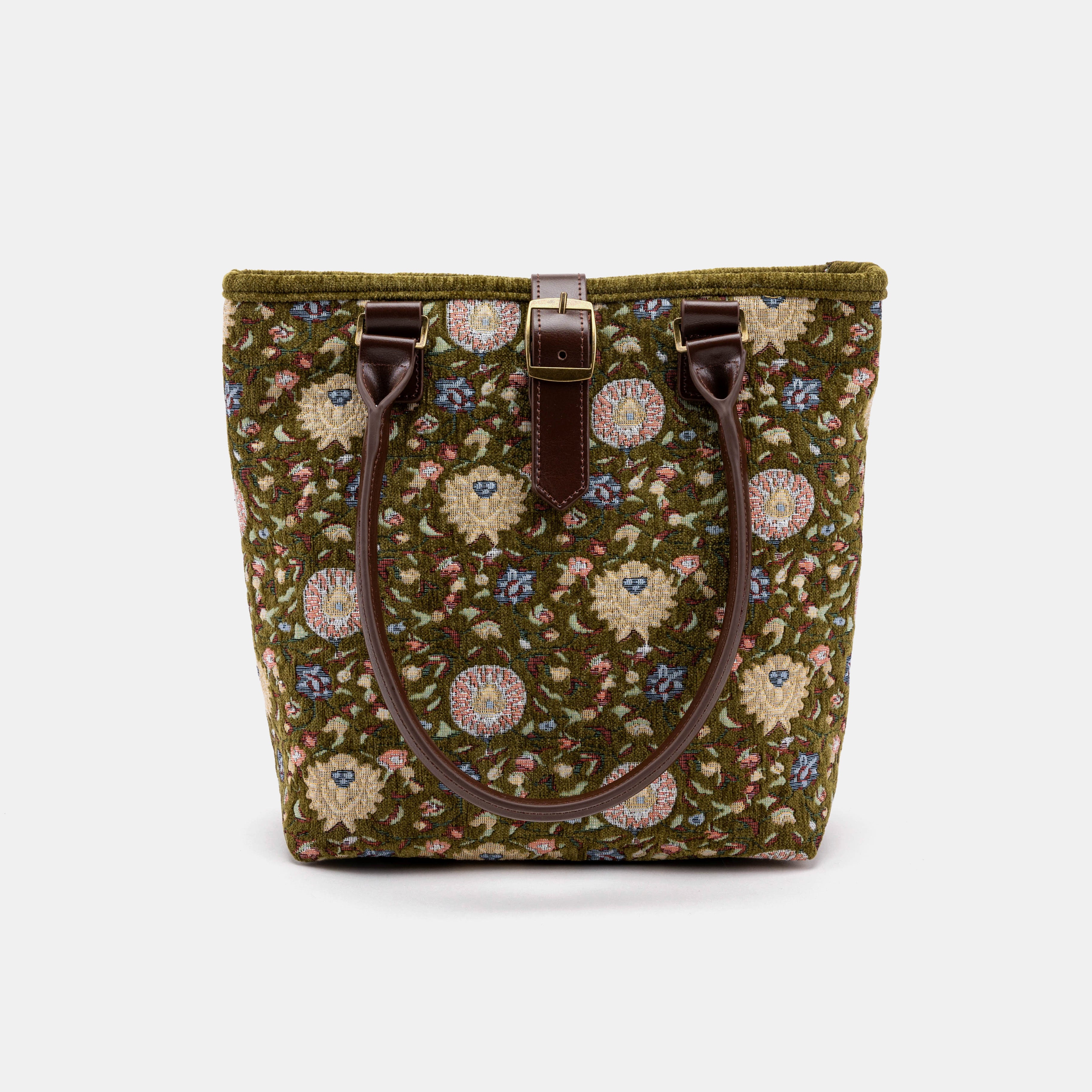Bouquet Rose Avocado Everyday Tote Bag Carpetbag of America with shoulder strap