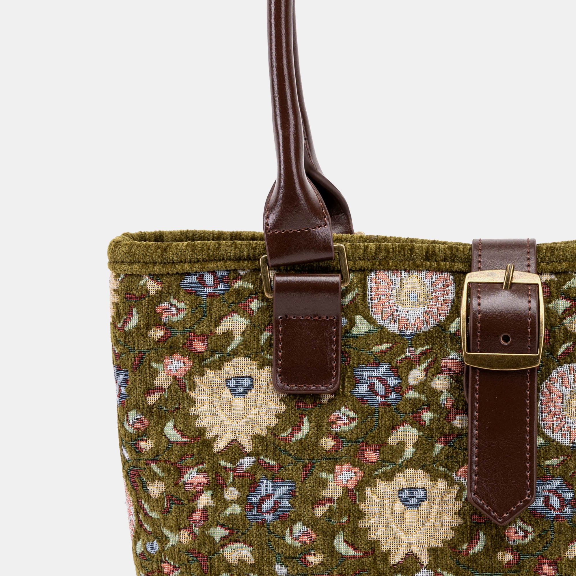Bouquet Rose Avocado Everyday Tote Bag Carpetbag of America detail
