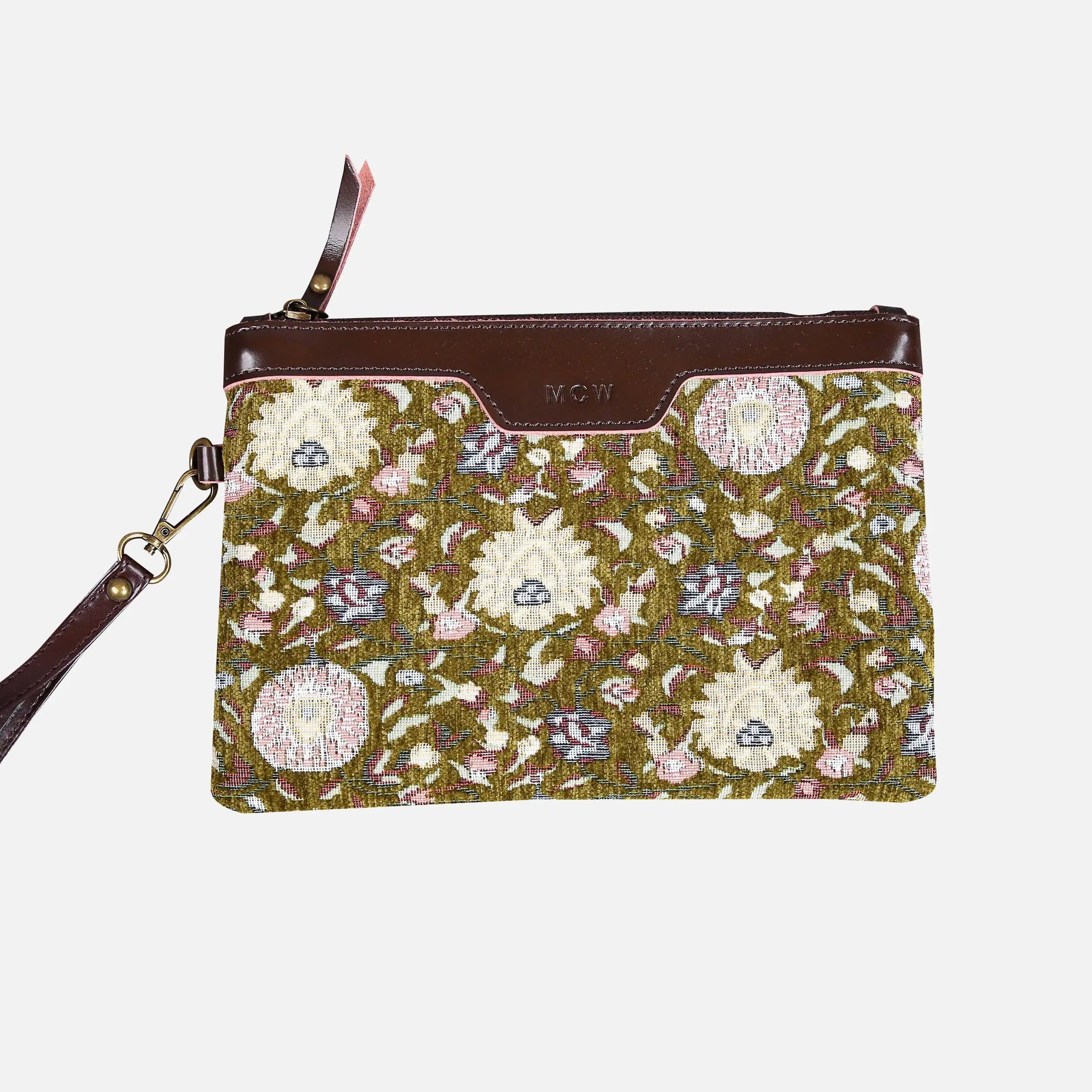 Oriental Avocado Wristlet Clutch carpet bag MCW Handmade