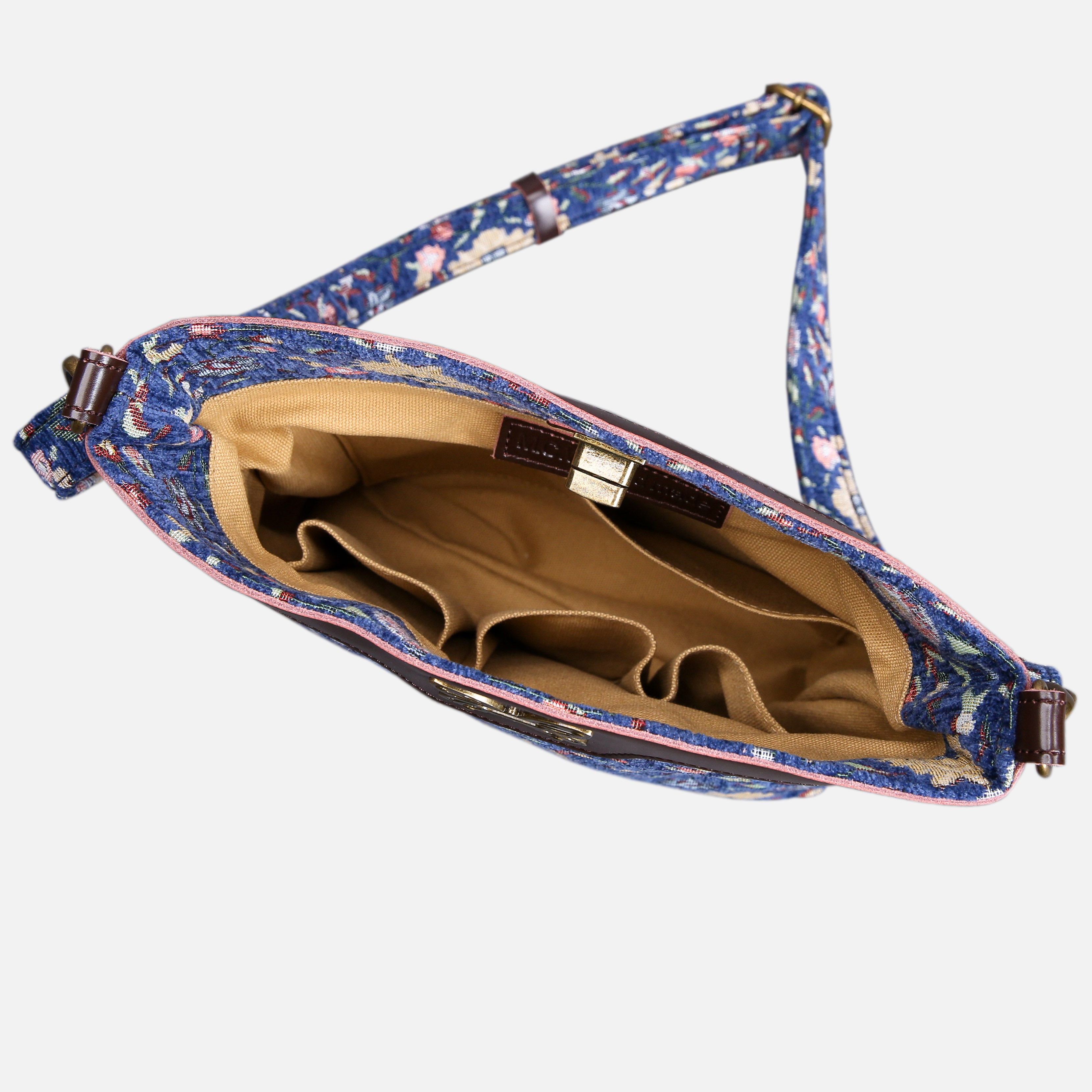 Oriental Blue Carpet Crossbody Bag carpet bag MCW Handmade of America inside