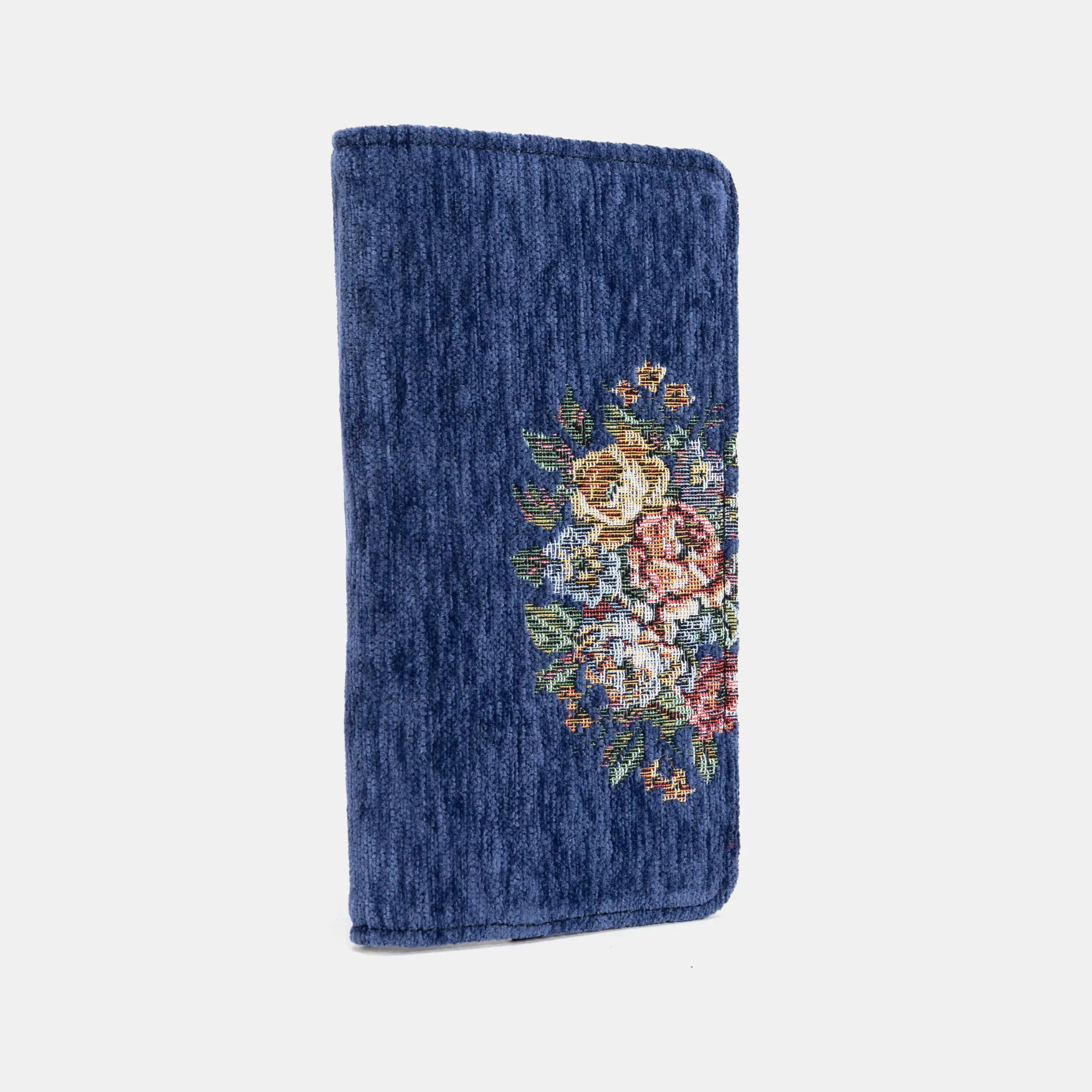 Checkbook Cover Carpetbag Bouquet Blue of America front side