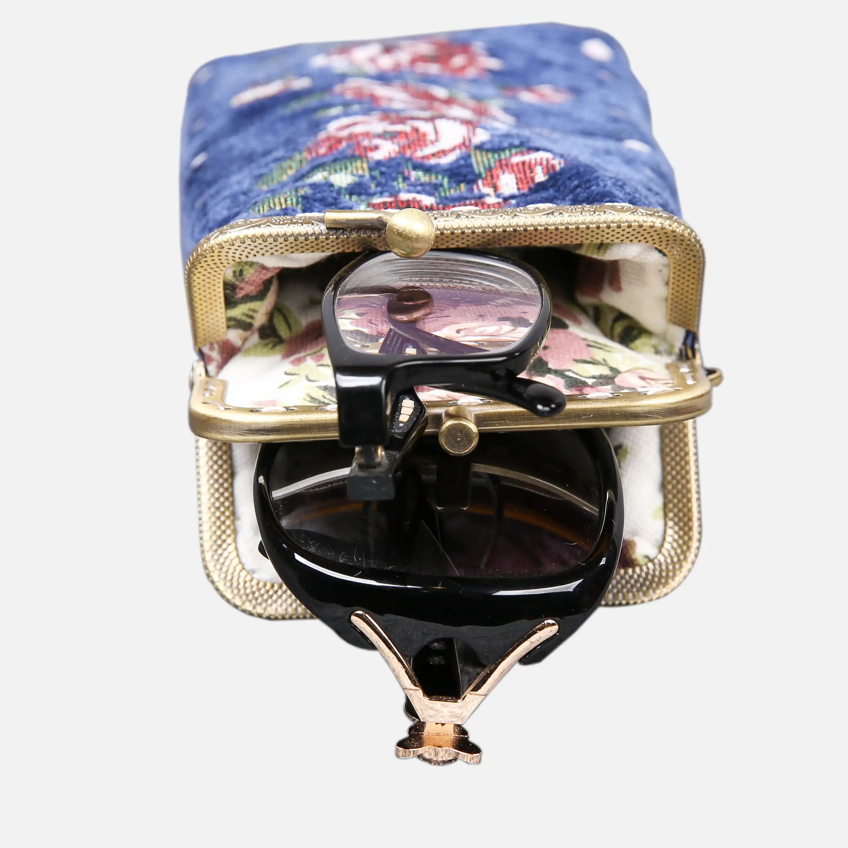 Rose Series Blue Eyeglasses Case of America top view