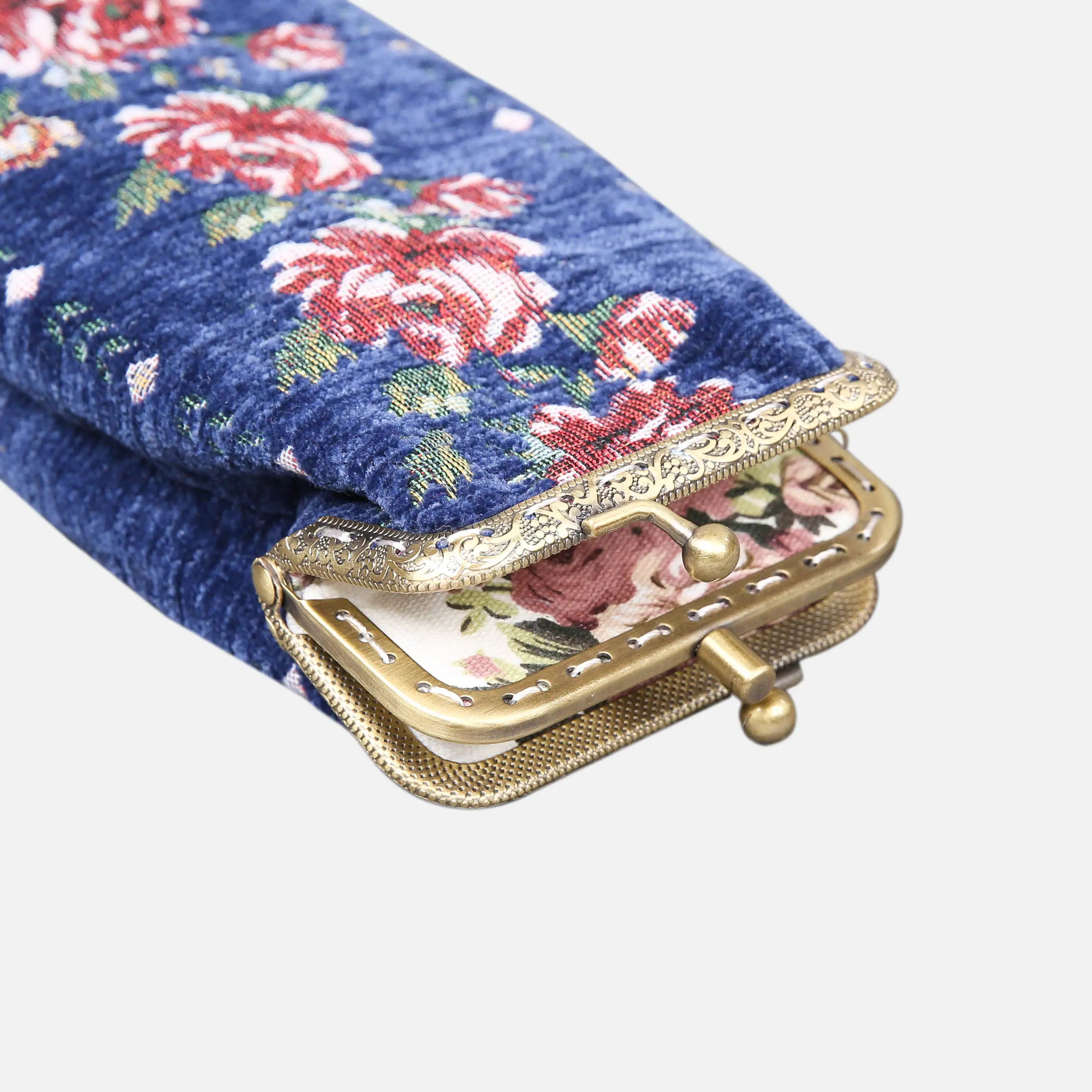 Rose Series Blue Eyeglasses Case of America the metal clamp opens -2