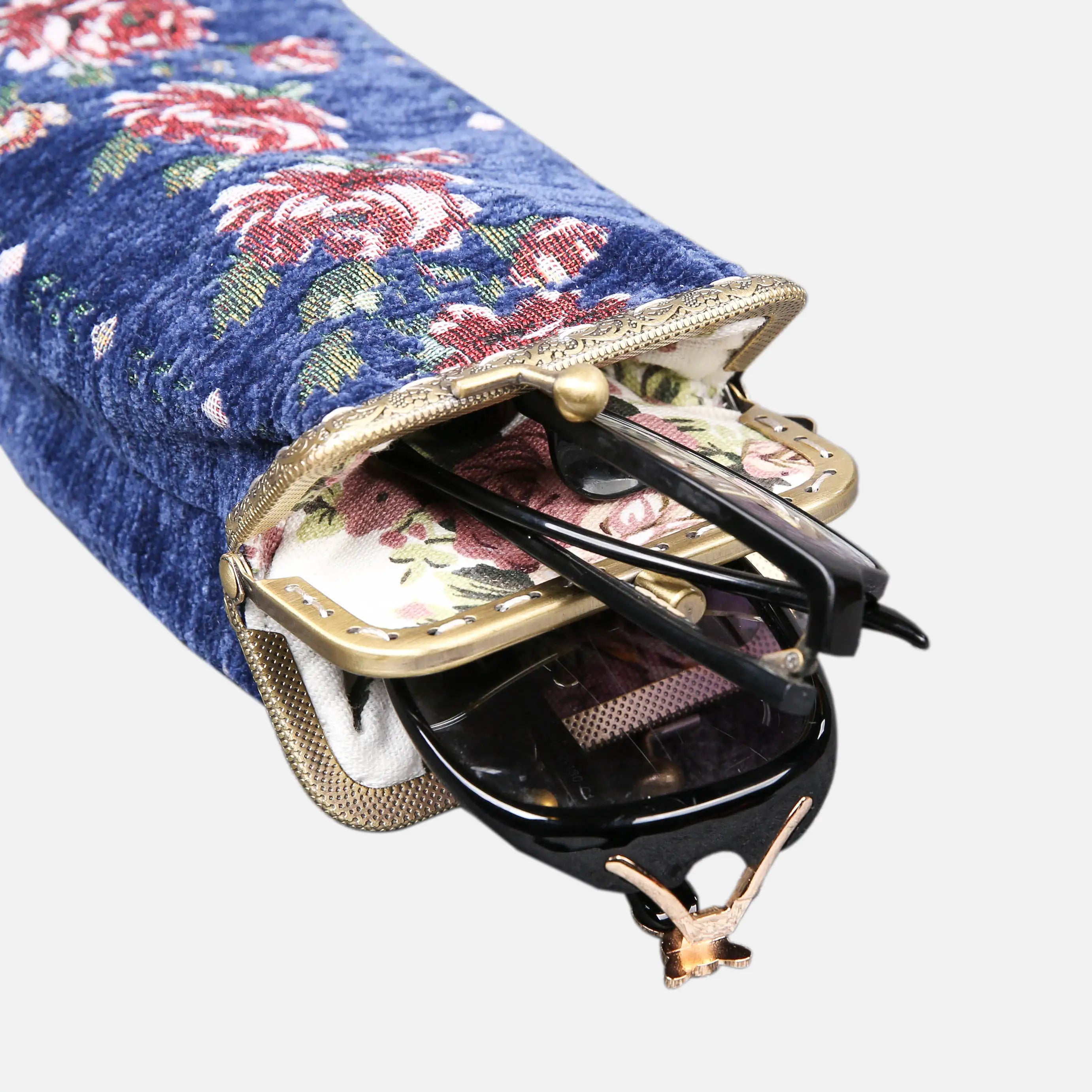 Rose Series Blue Eyeglasses Case of America display