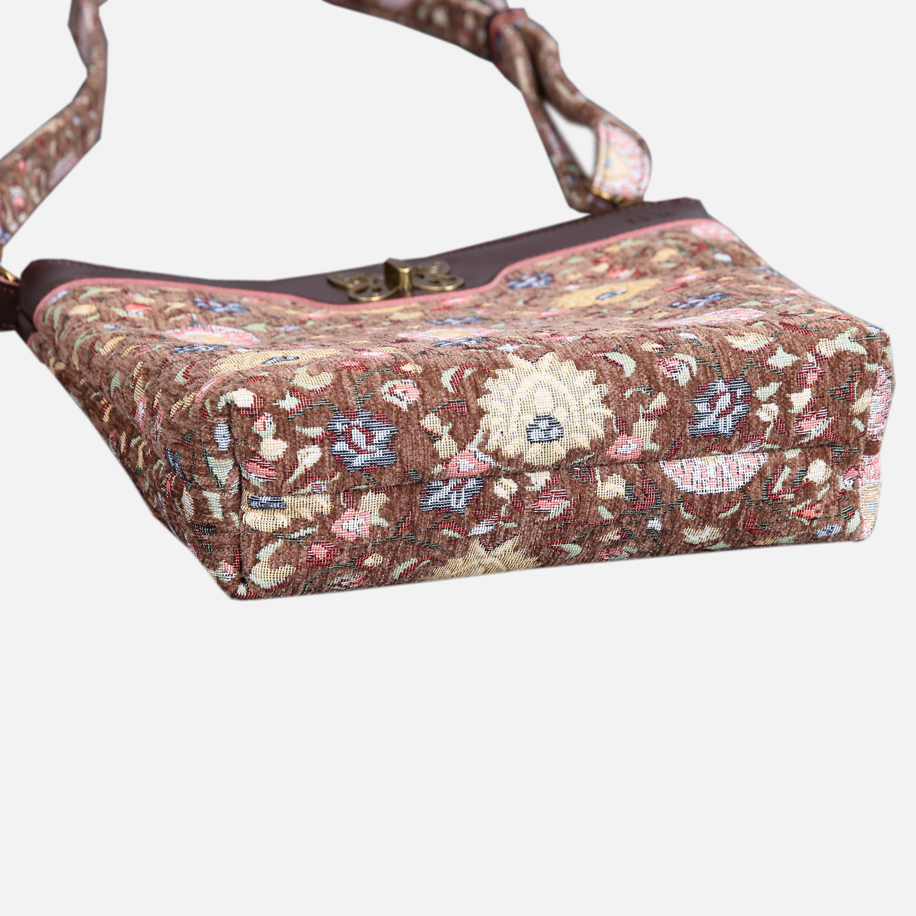 Oriental Brown Carpet Crossbody Bag carpet bag MCW Handmade of America bottom