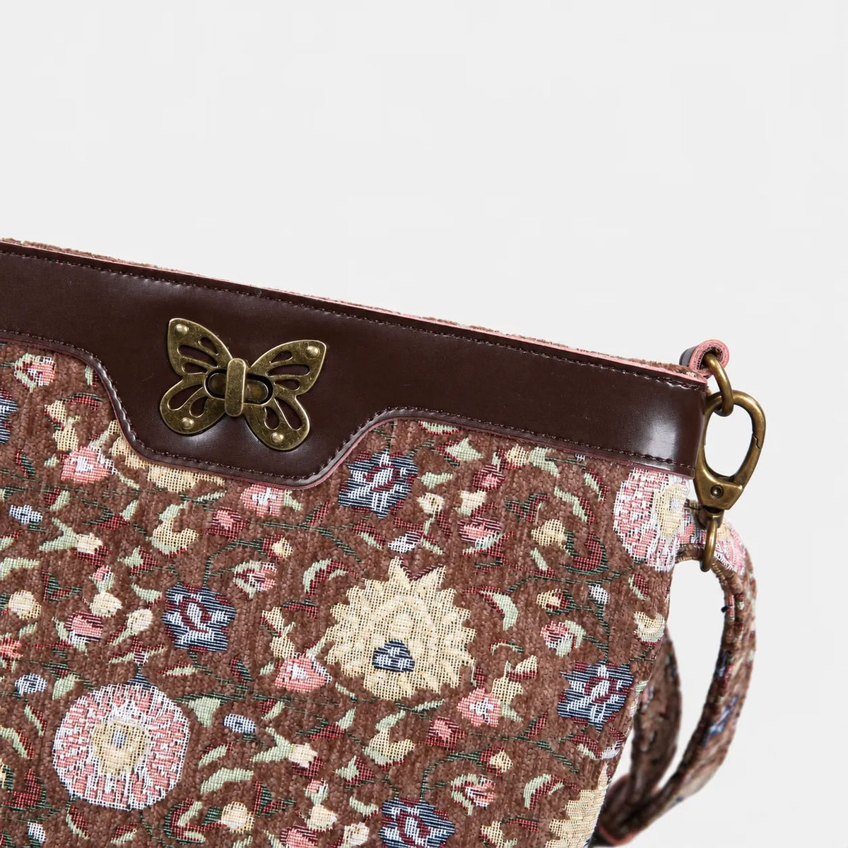 Bouquet Rose Brown Carpet Crossbody Bag carpet bag MCW Handmade of America details