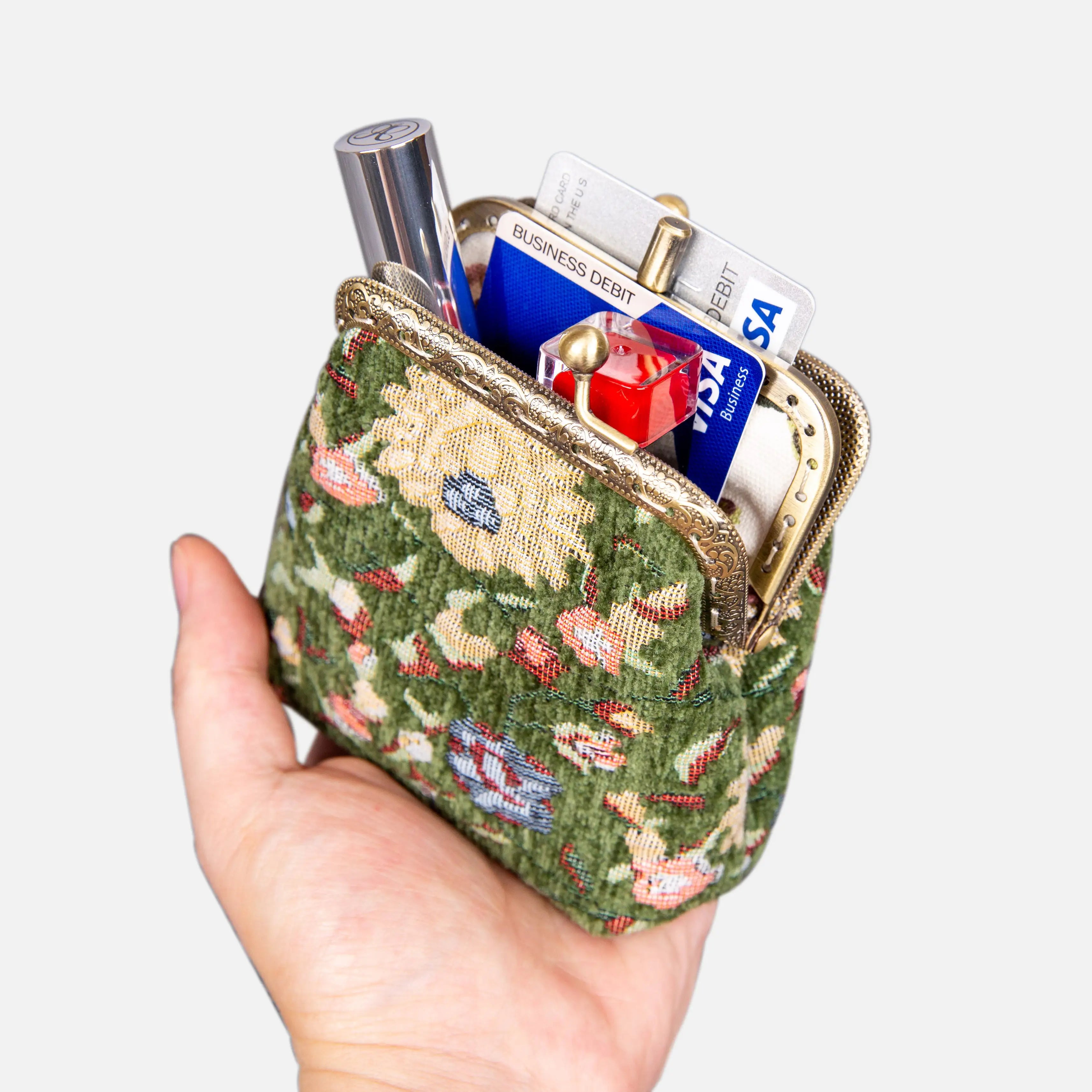 Oriental Pattern Series Double Kiss Clasp Coin Purse of America in use-1