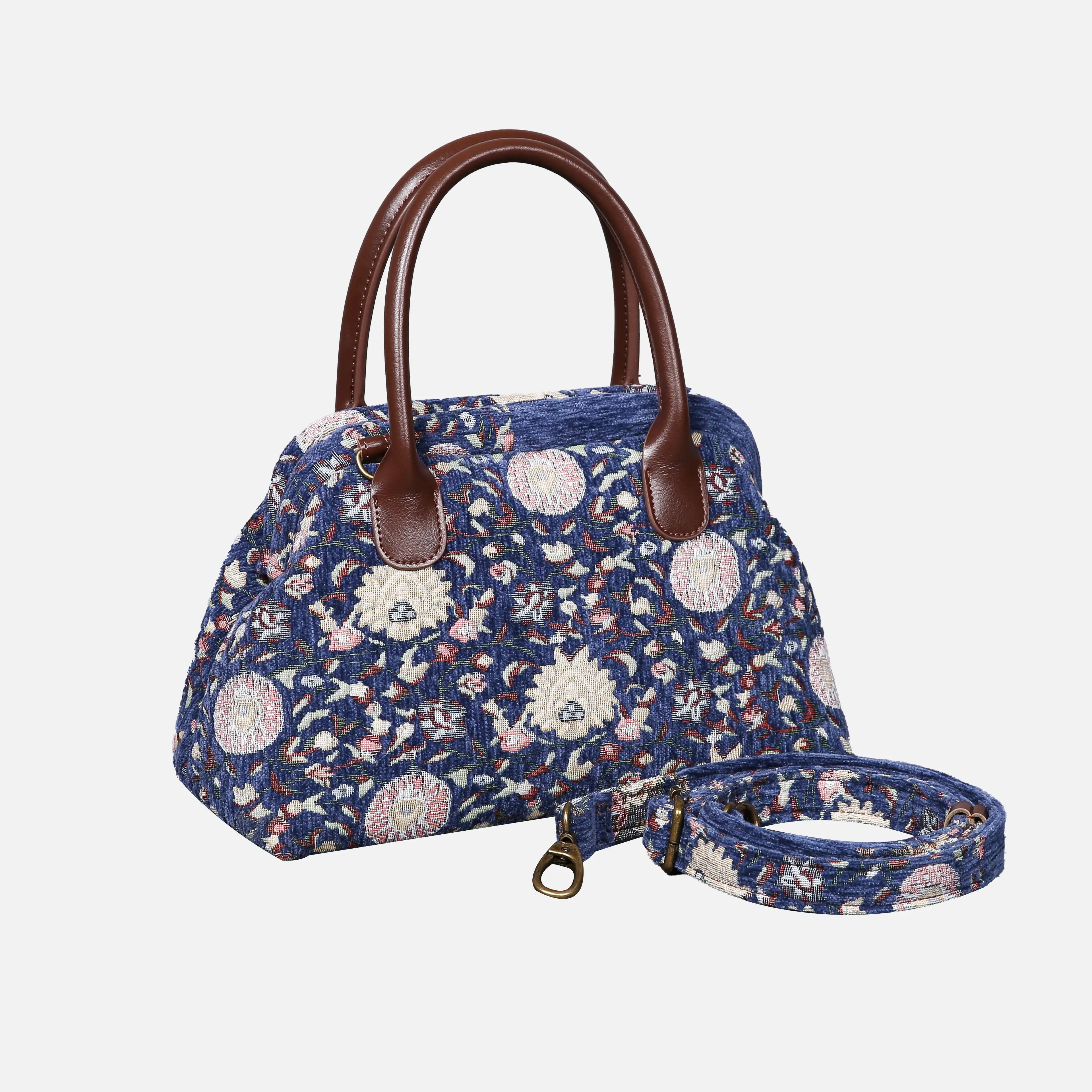 Oriental Floral Carpet Satchel carpet bag MCW Handmade Blue