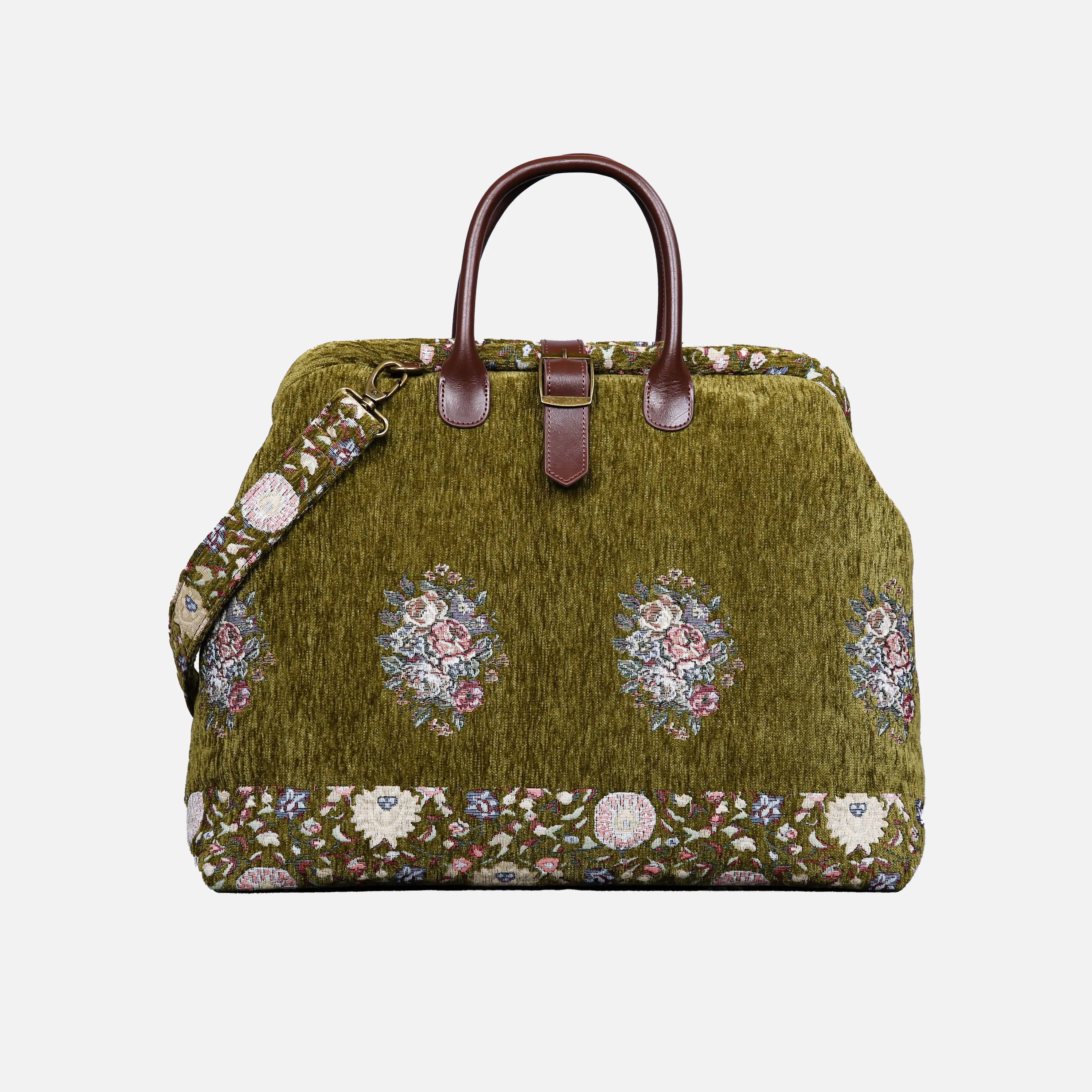 Rose Bouquet  Mary Poppins Weekender carpet bag MCW Handmade Avocado