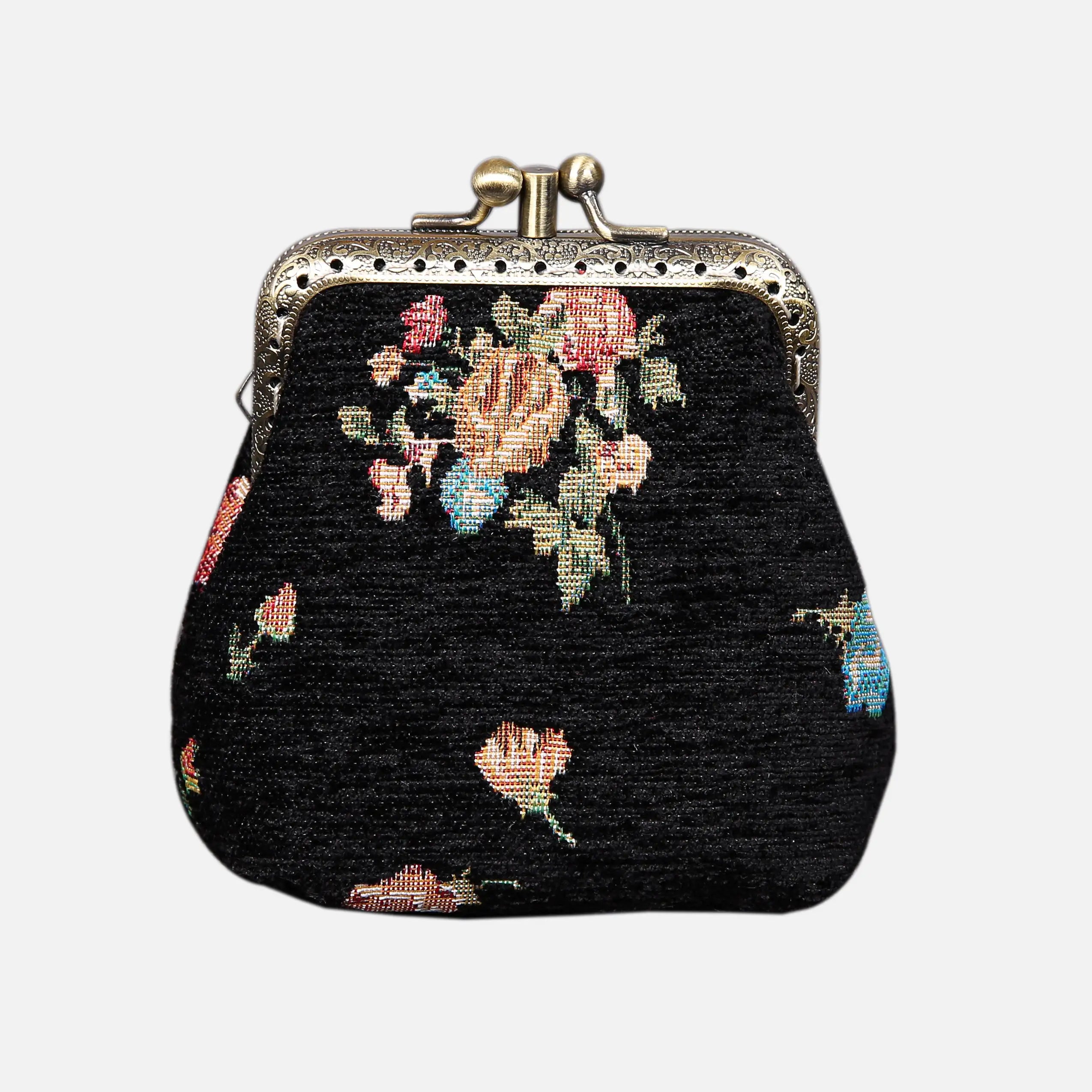 Bouquets Black Double Kiss Clasp Coin Purse of America front-2
