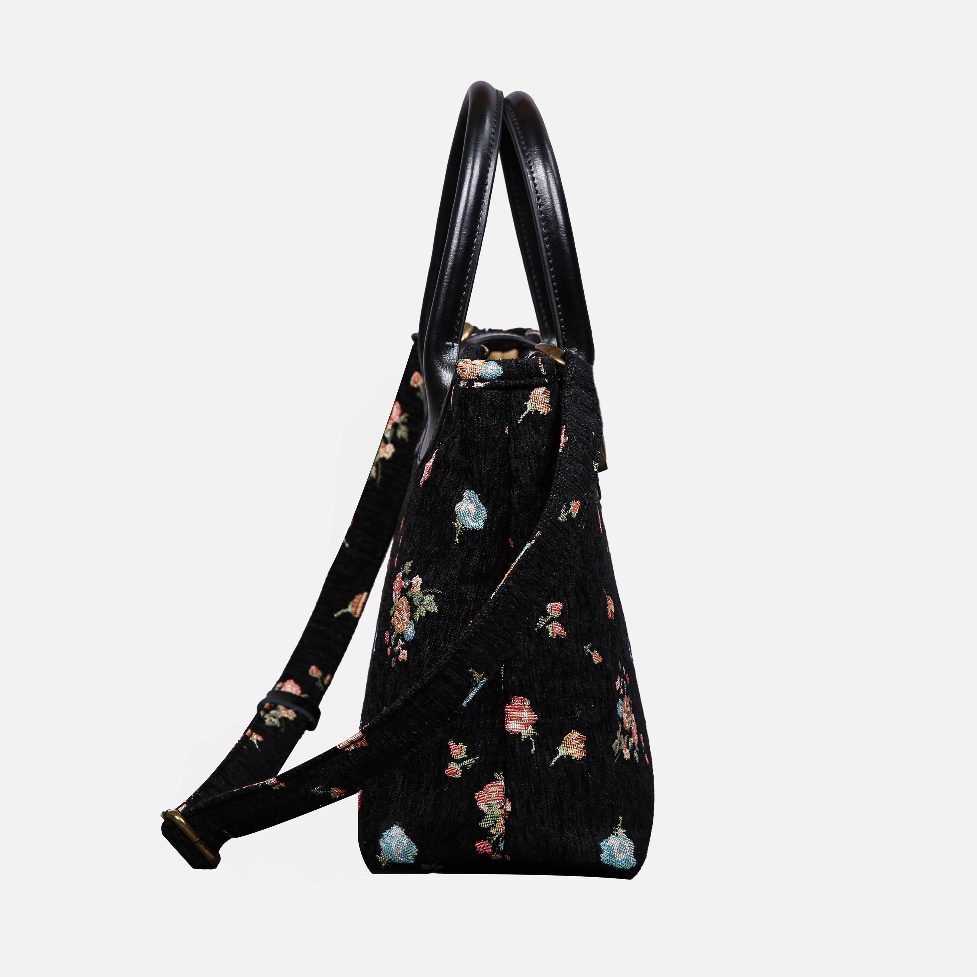 Bouquets Black Tuck Lock Carpet Satchel carpet bag MCW Handmade of America side