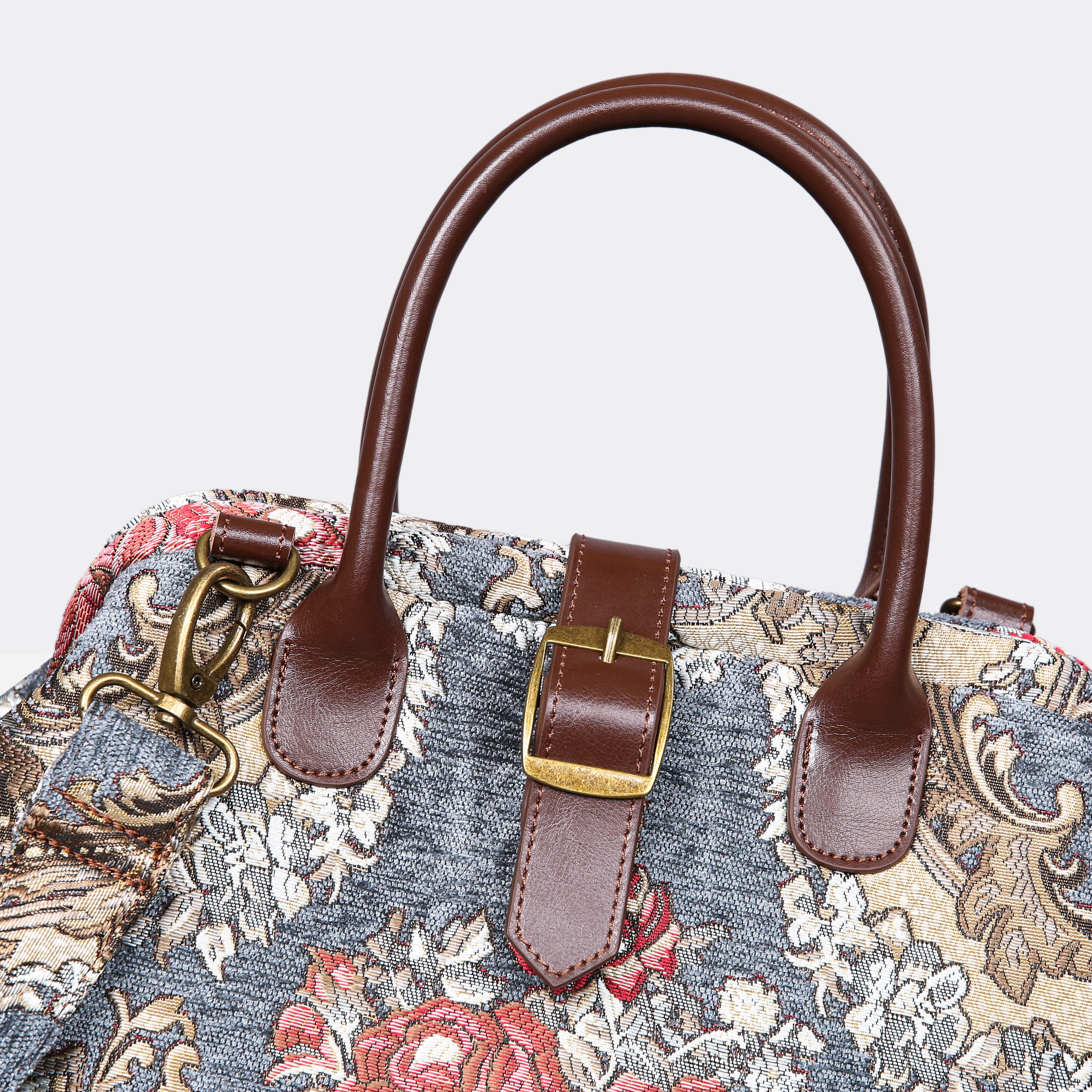 Brocade Grey Carpet Handbag Purse carpet bag MCW Handmade of America buckle