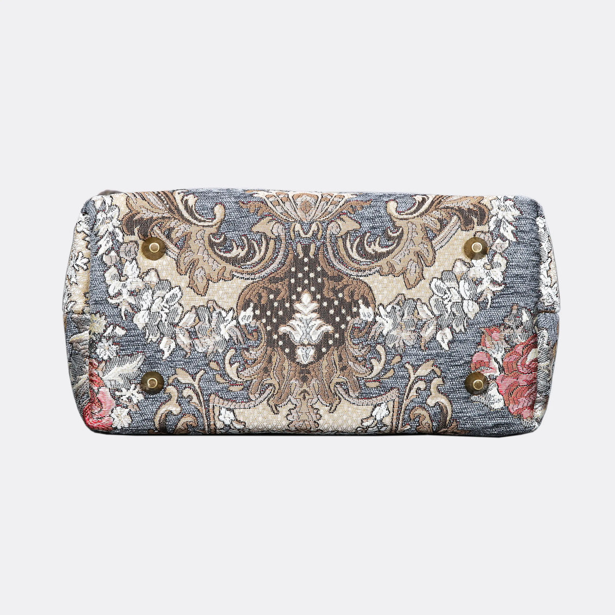 Brocade Grey Carpet Satchel carpet bag MCW Handmade of America bottom