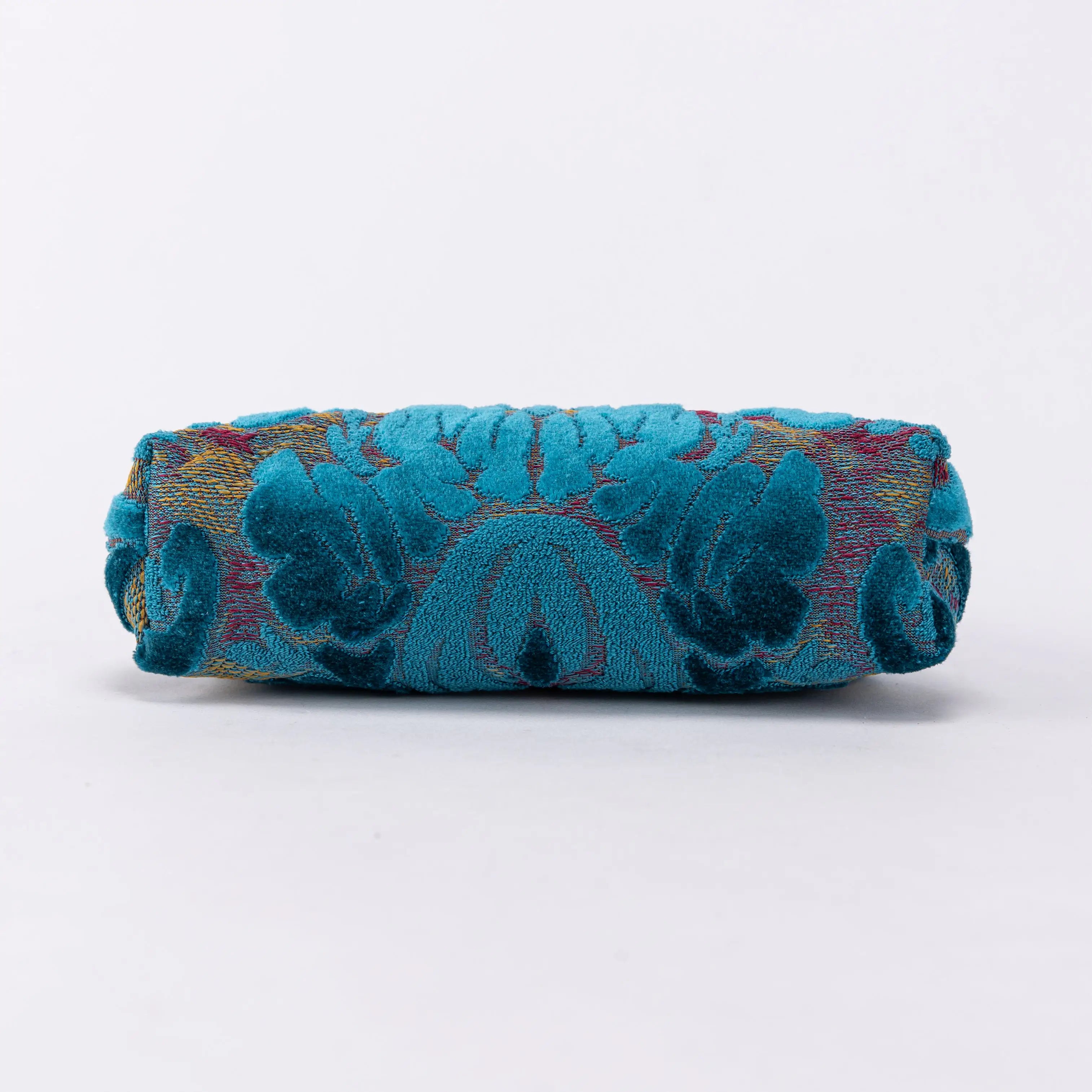Burnout Velvet Aqua Blue Alma Evening Clutch Carpet Bag of America bottom