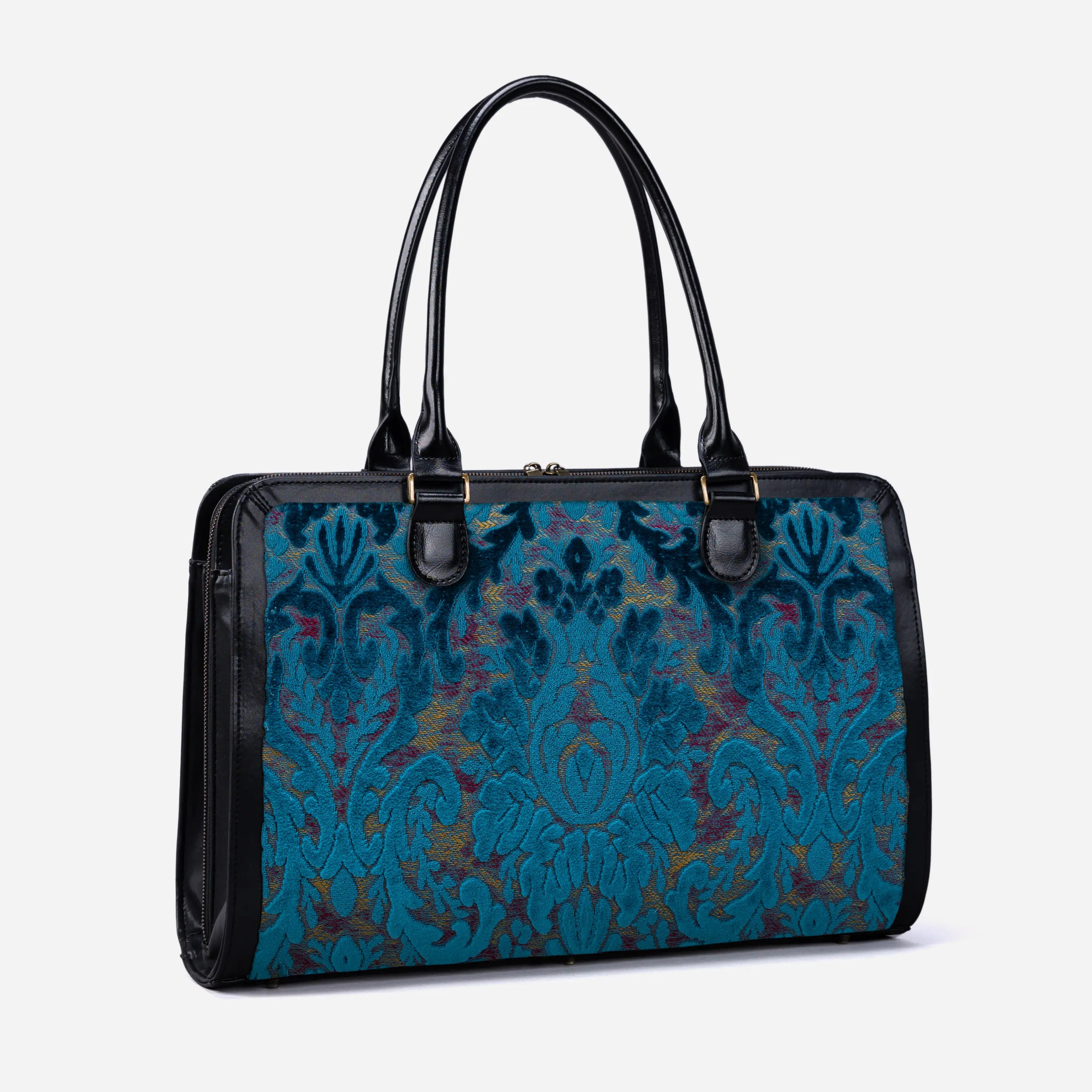 Burnout Velvet Aqua Blue Business Tote  of America side front