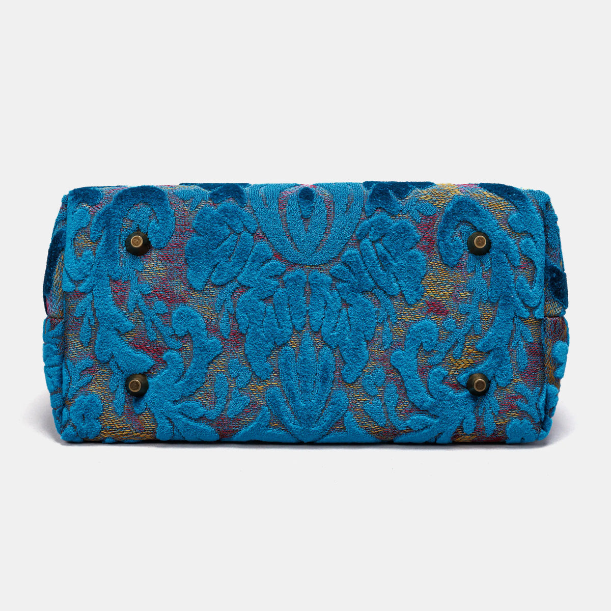 Burnout Velvet Aqua Blue Carpet Satchel carpet bag MCW Handmade of America bottom