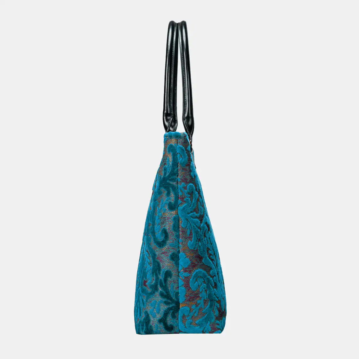 Burnout Velvet Aqua Blue Carpet Tote Shopper of America side