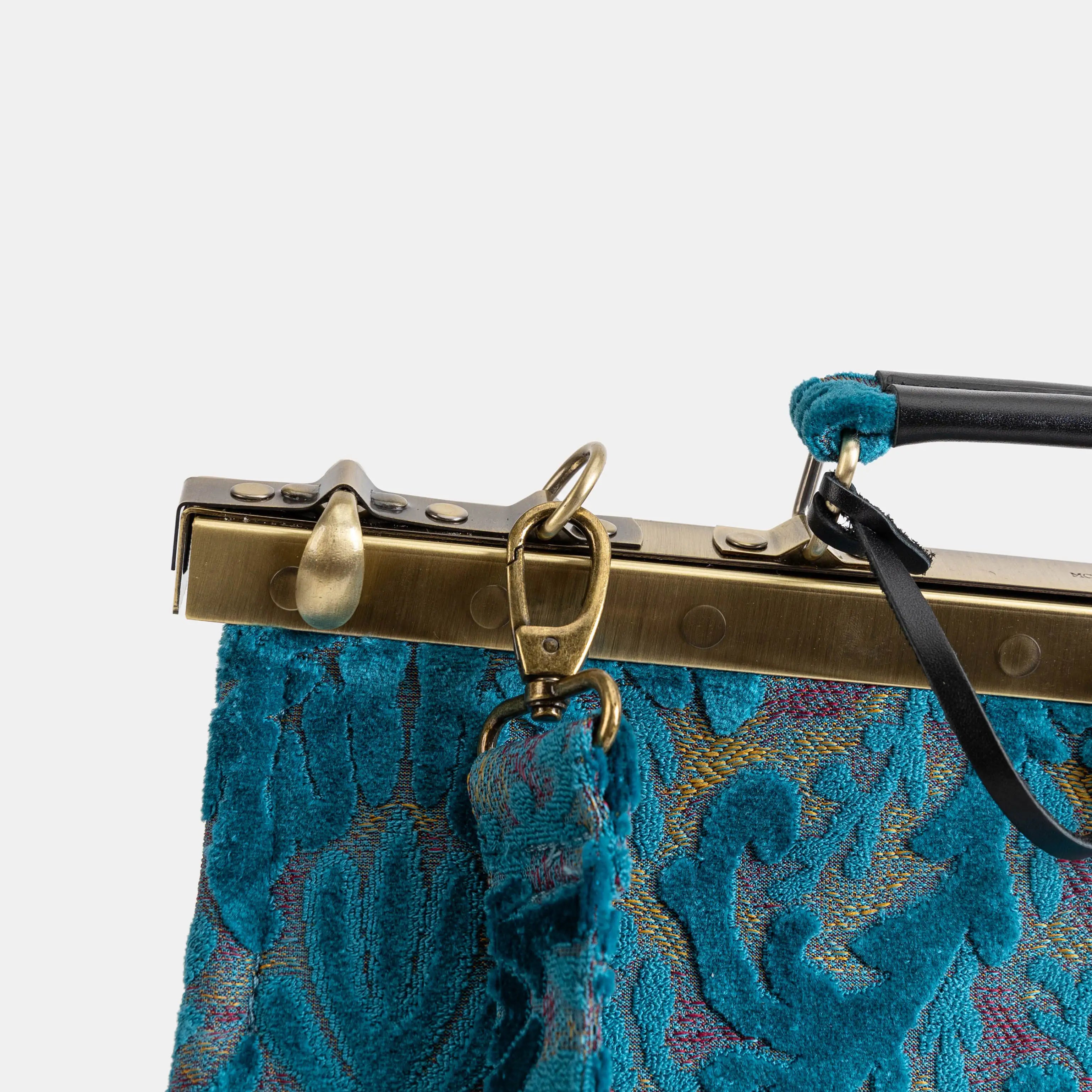 Burnout Velvet Aqua Blue Celine Carpet Gladstone Bag of America shoulder strap