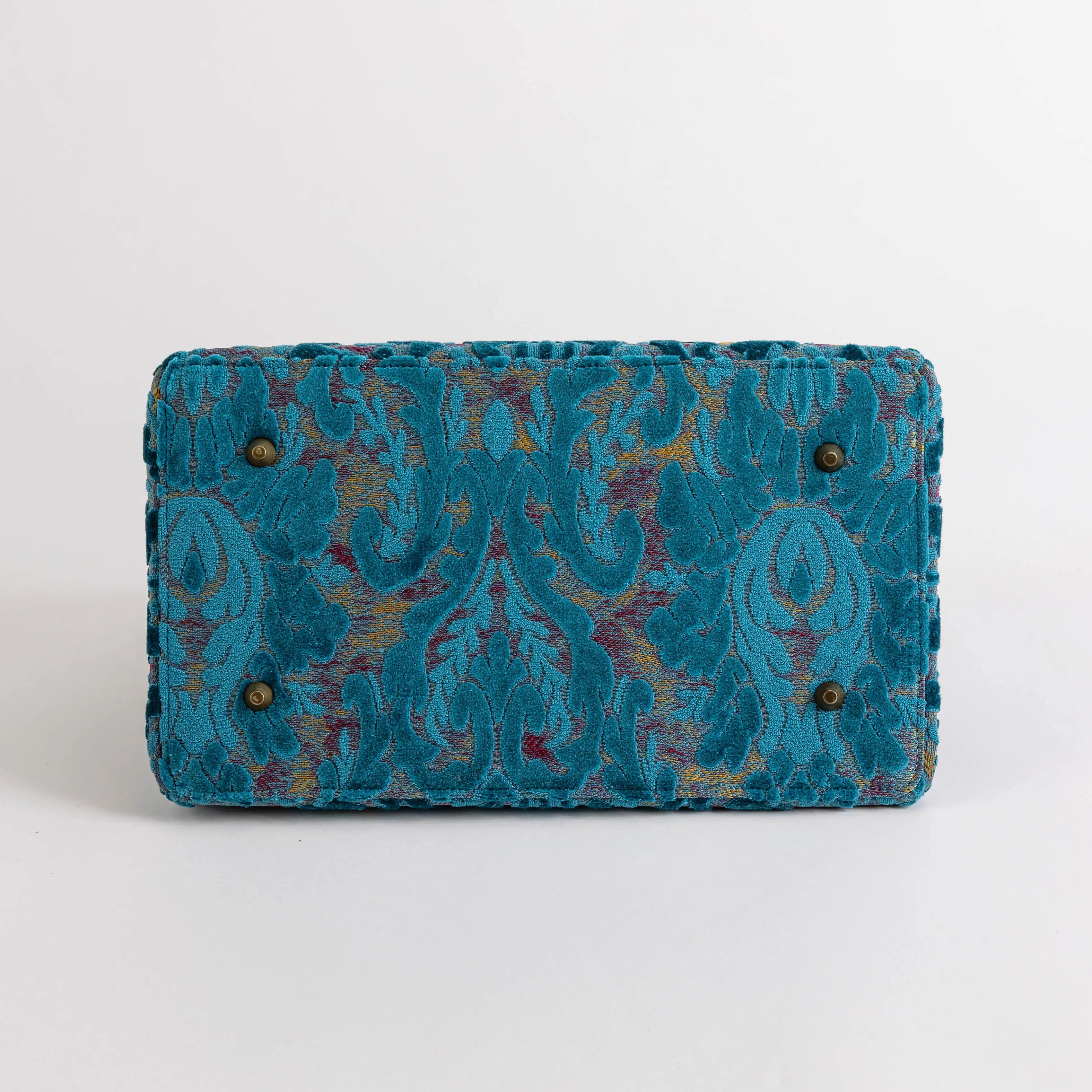 Burnout Velvet Aqua Blue Celine Carpet Gladstone Bag of America bottom