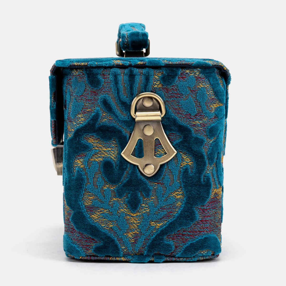 Burnout Velvet Aqua Blue Clara Medium Train Case Purse  of America side