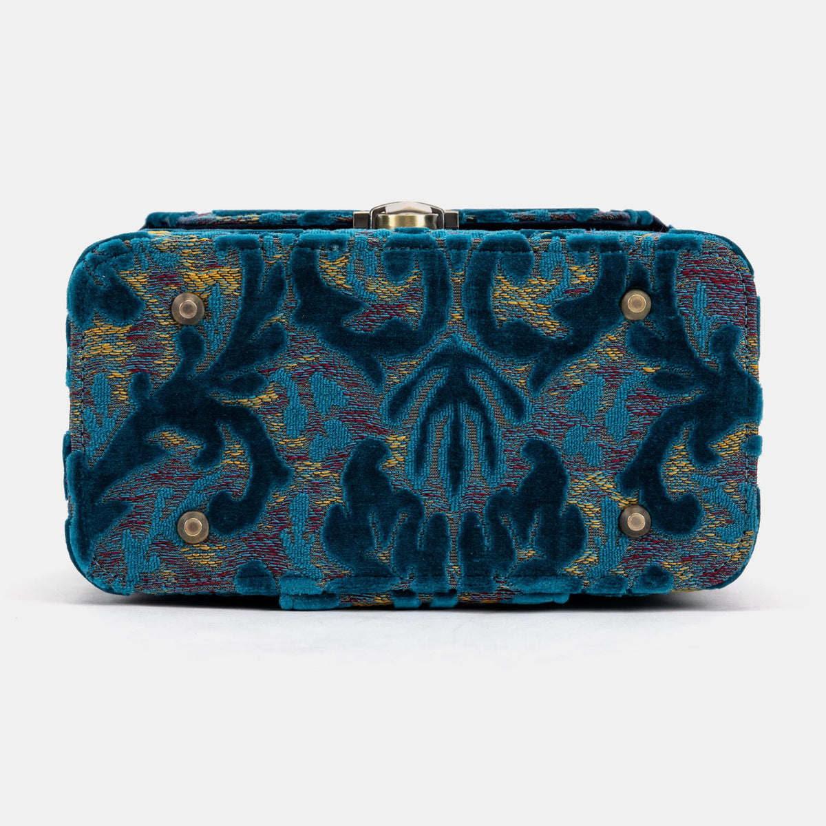 Burnout Velvet Aqua Blue Clara Medium Train Case Purse of America bottom